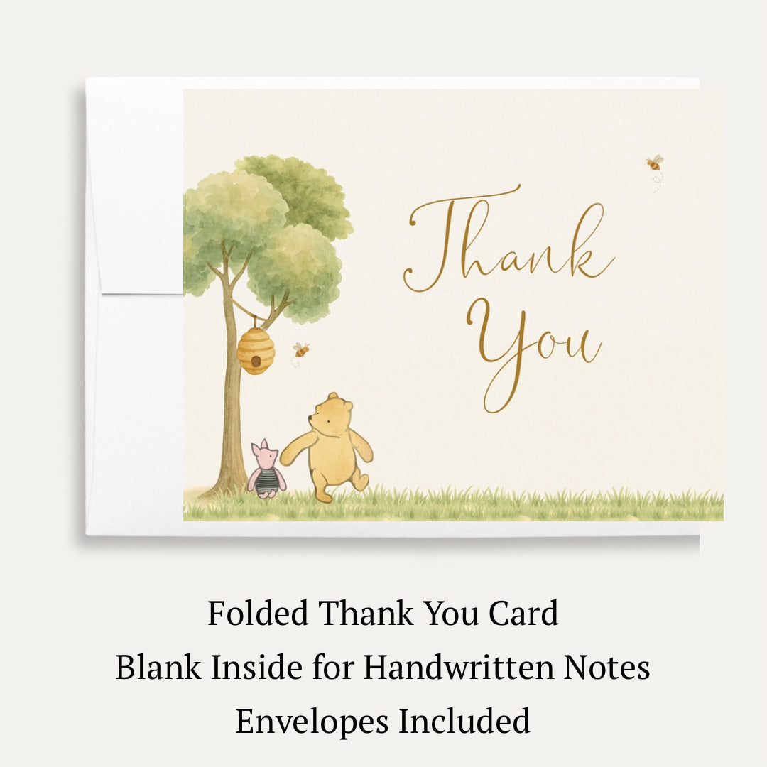 Winnie the Pooh Classic Baby Shower Thank You Card – The Invite Lady