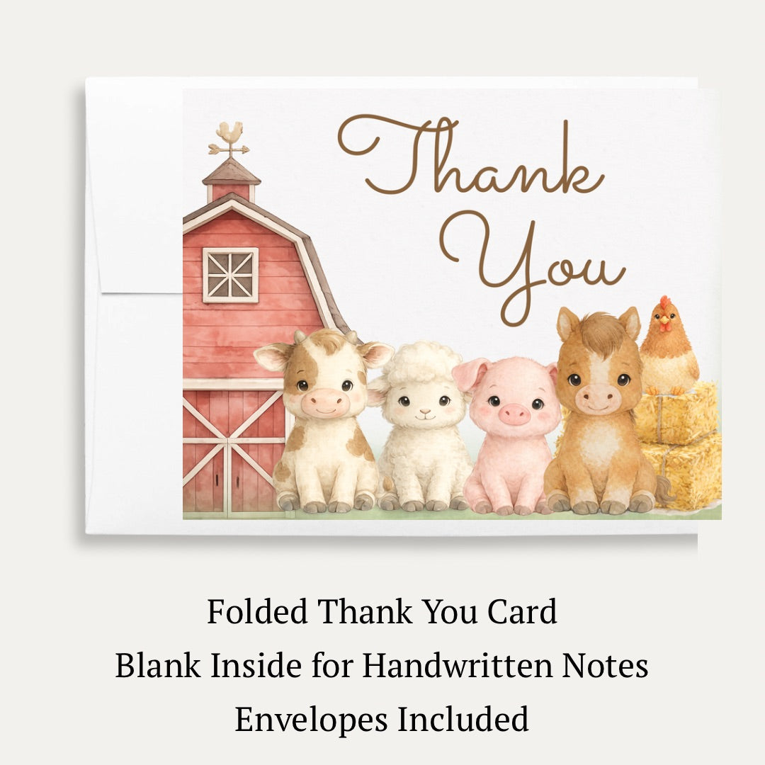Barnyard Baby Shower Thank You Card