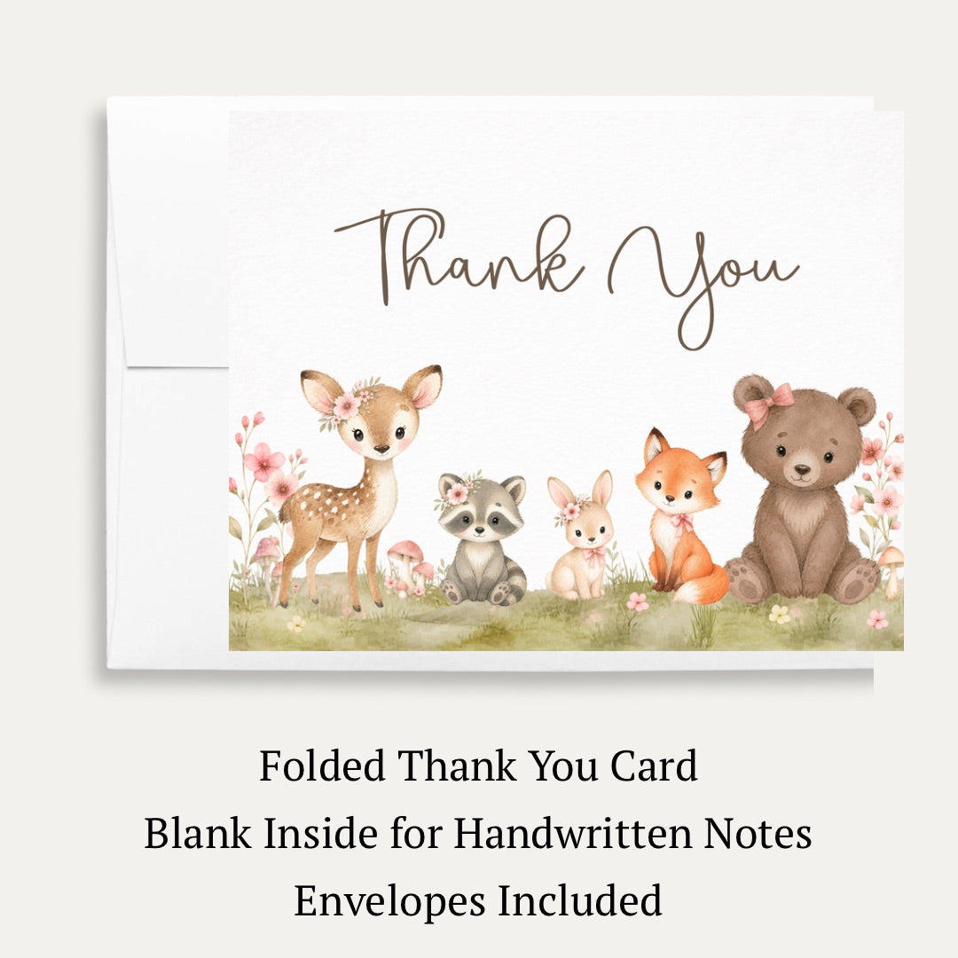 Boho Woodland Baby Shower Thank You Card