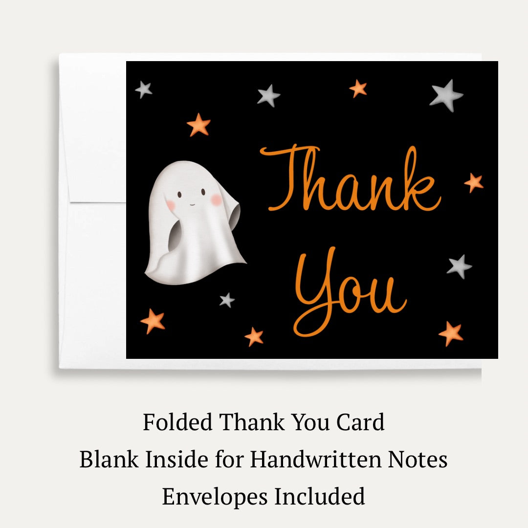 Little Boo Baby Shower Thank You Card (Black Collection)