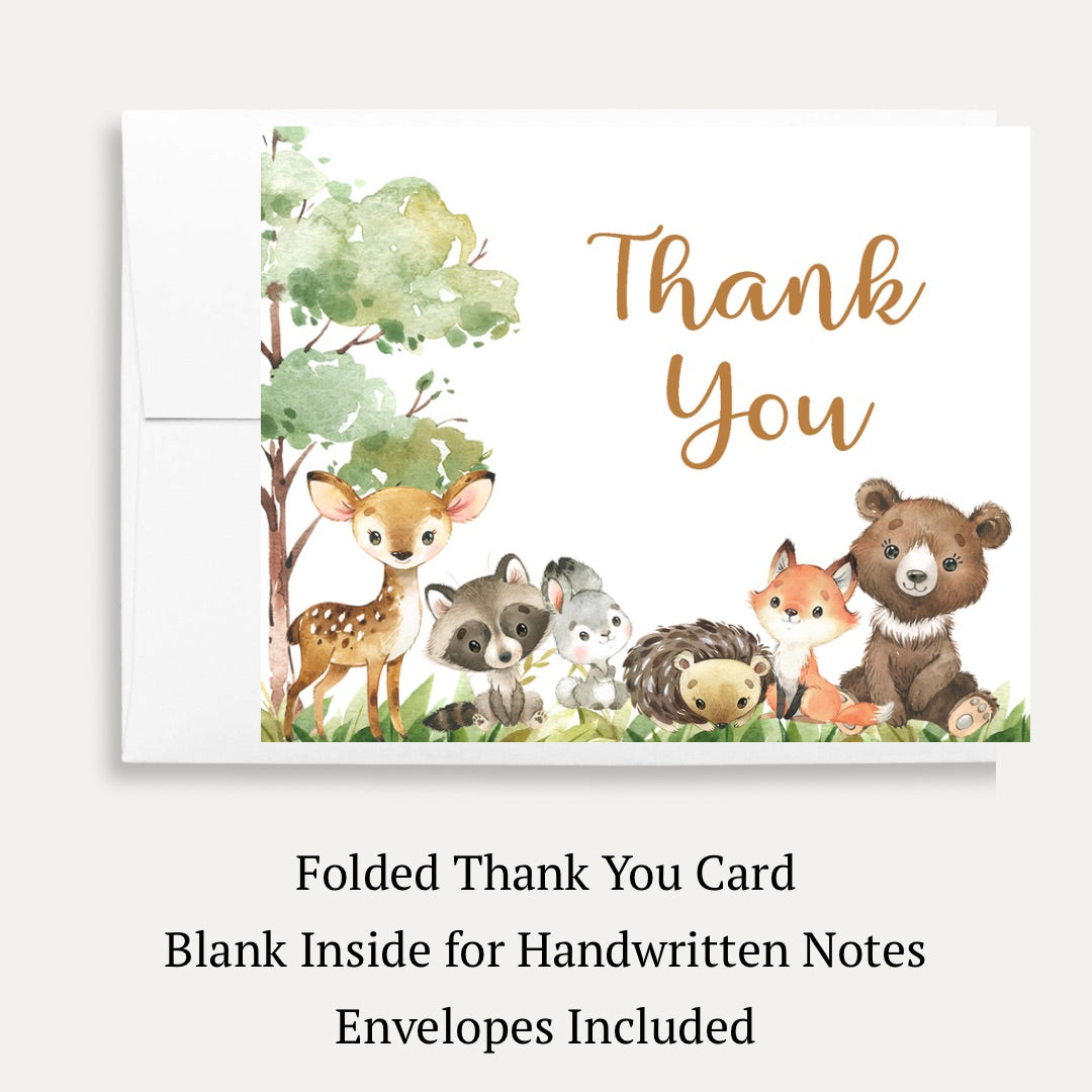 Forest Friends Baby Shower Thank You Card