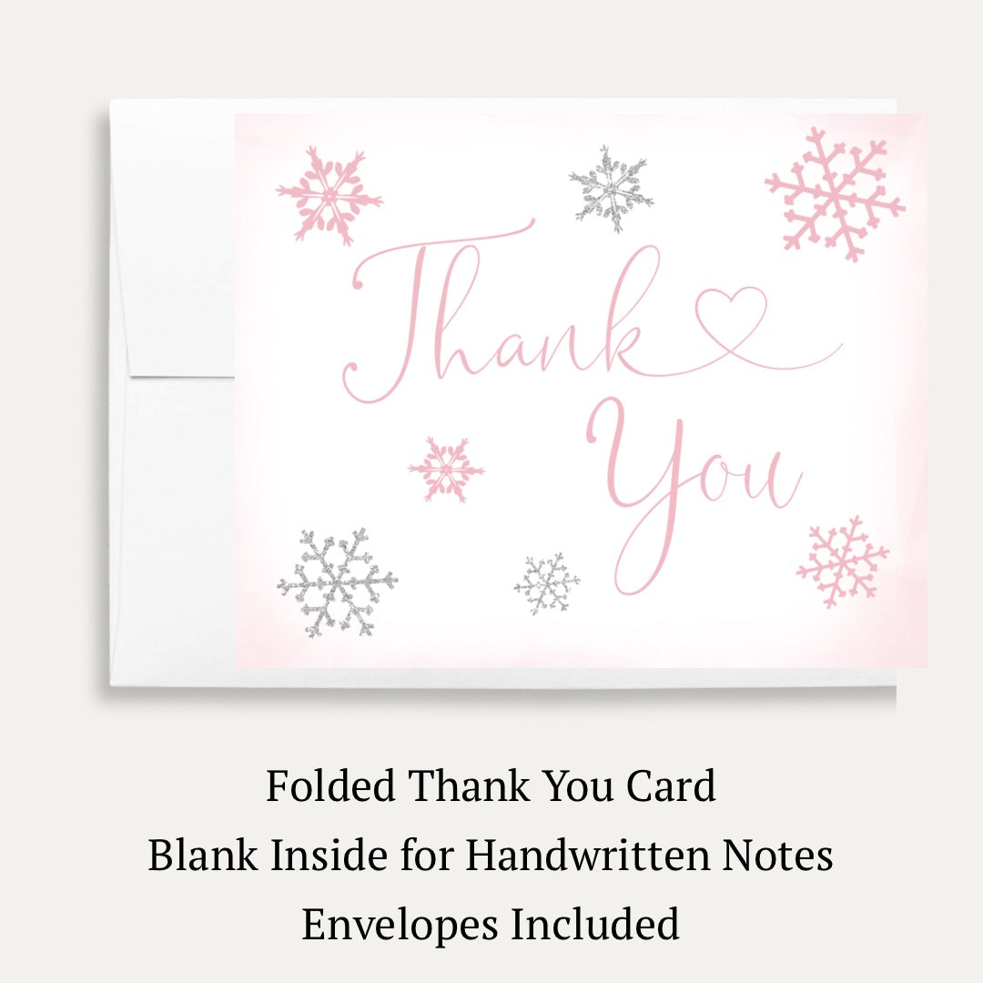 Little Snowflake Pink Baby Shower Thank You Card