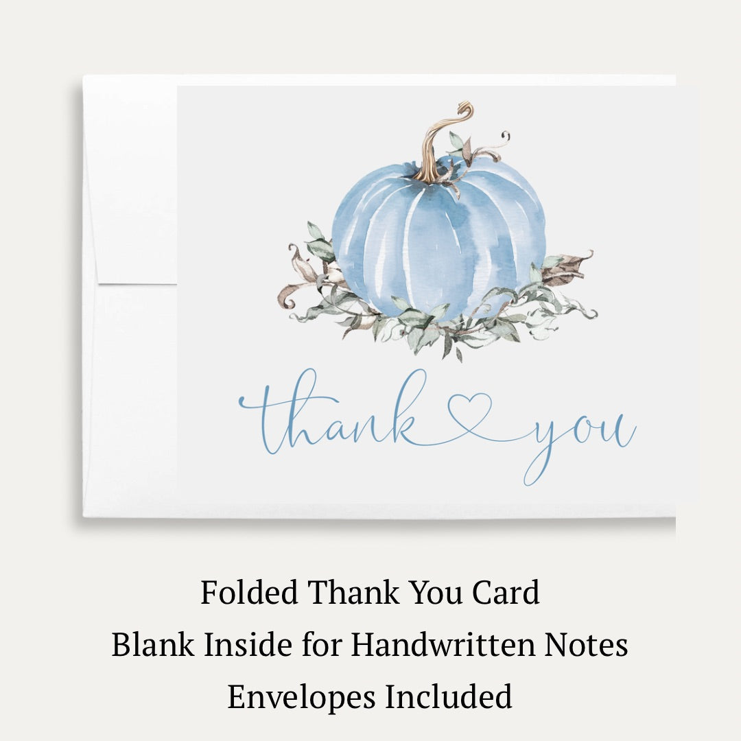 Painted Pumpkin Blue Baby Shower Thank You Card