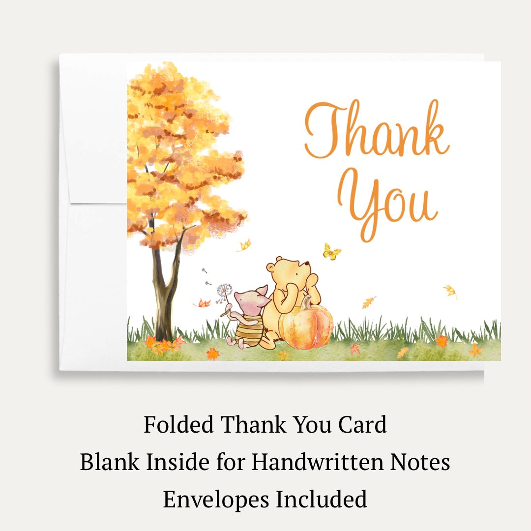 Autumn Winnie Baby Shower Thank You Card
