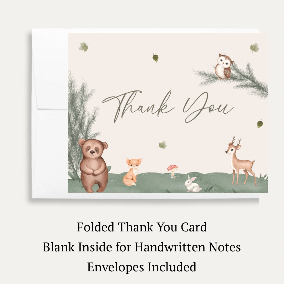 Boho Woodland Baby Shower Thank You Card