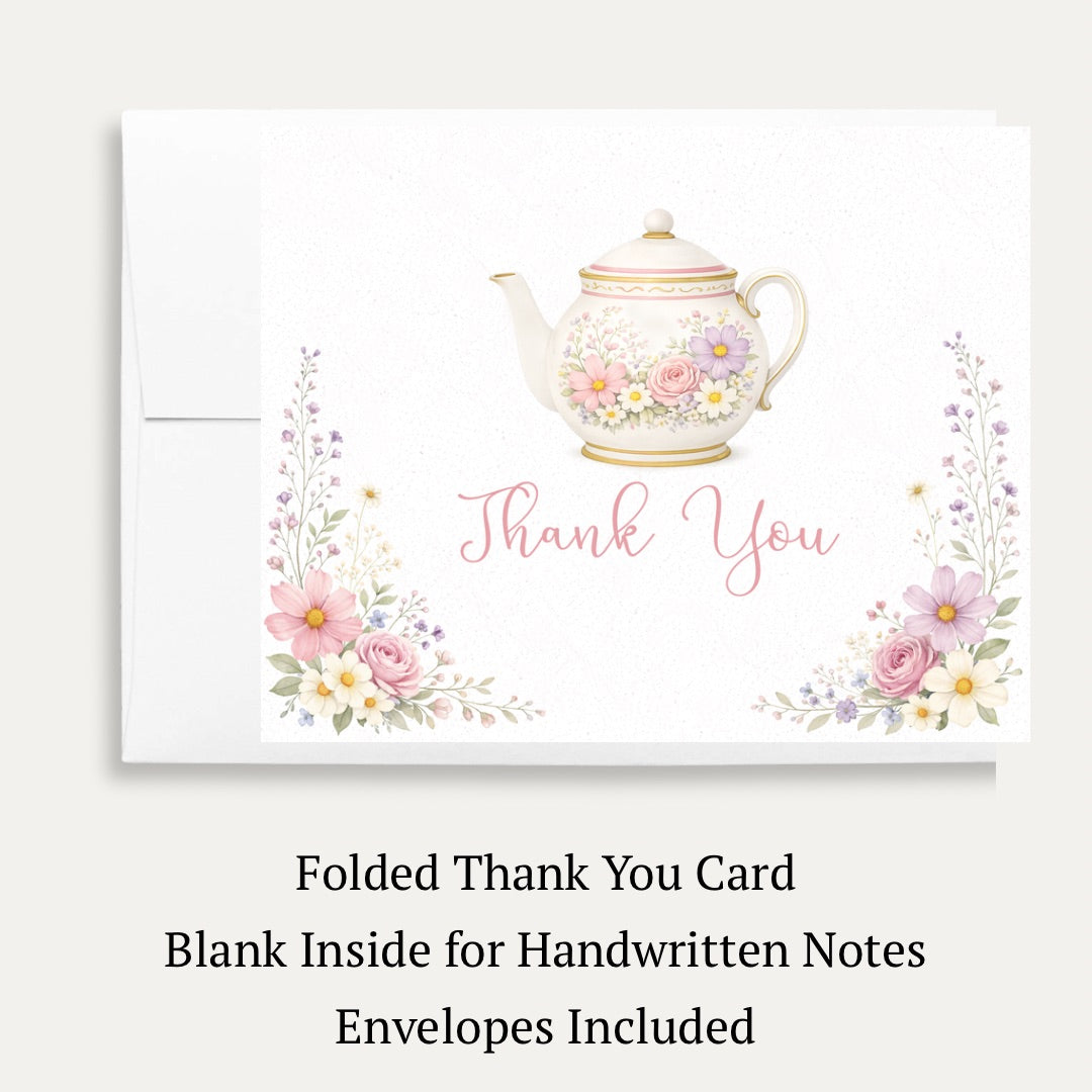 Garden Tea Party Bridal Shower Thank You Card