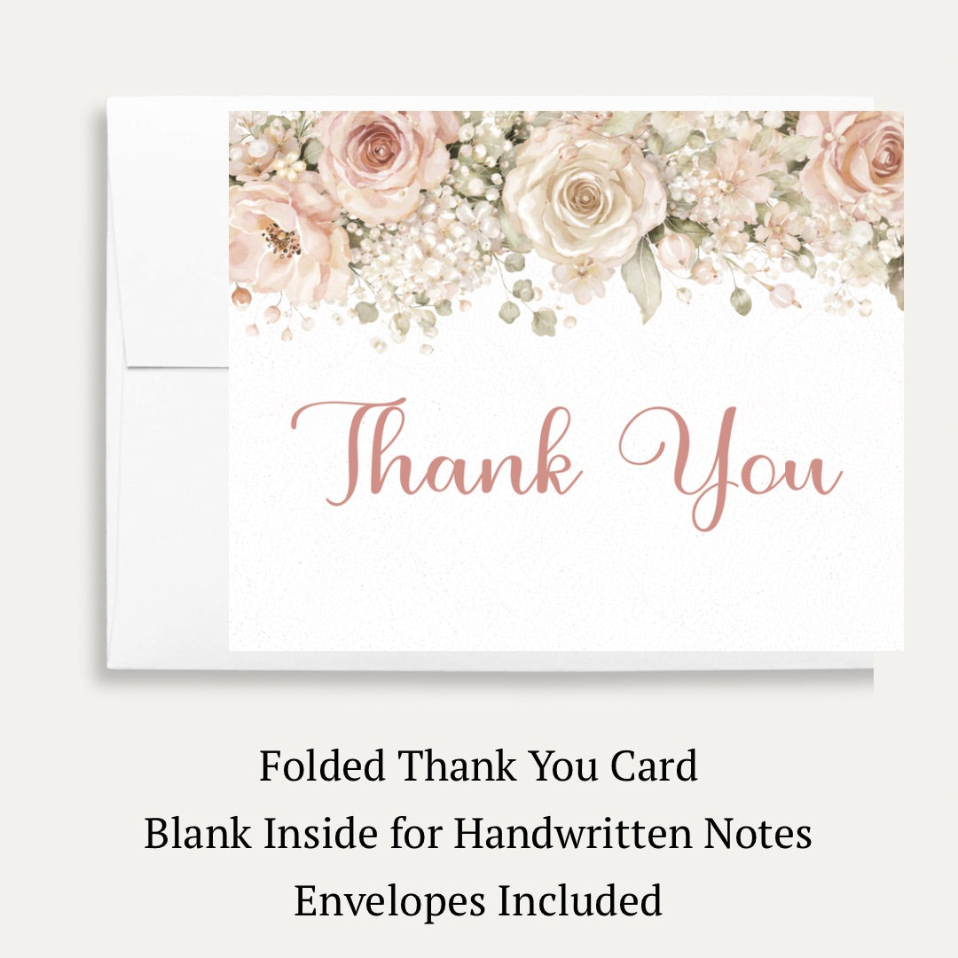 Cascading Florals Bridal Shower Thank You Card