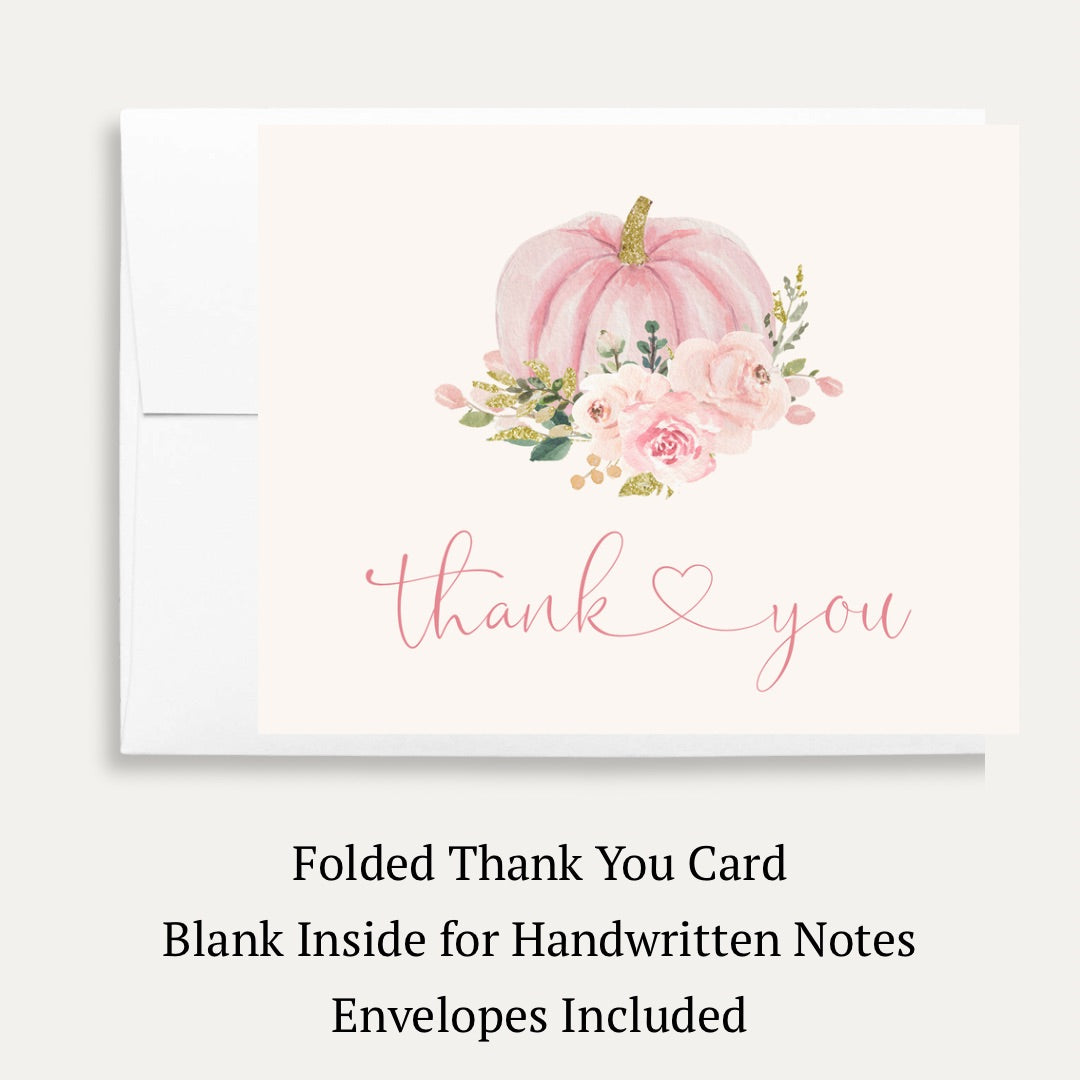 Painted Pumpkin Pink Baby Shower Thank You Card