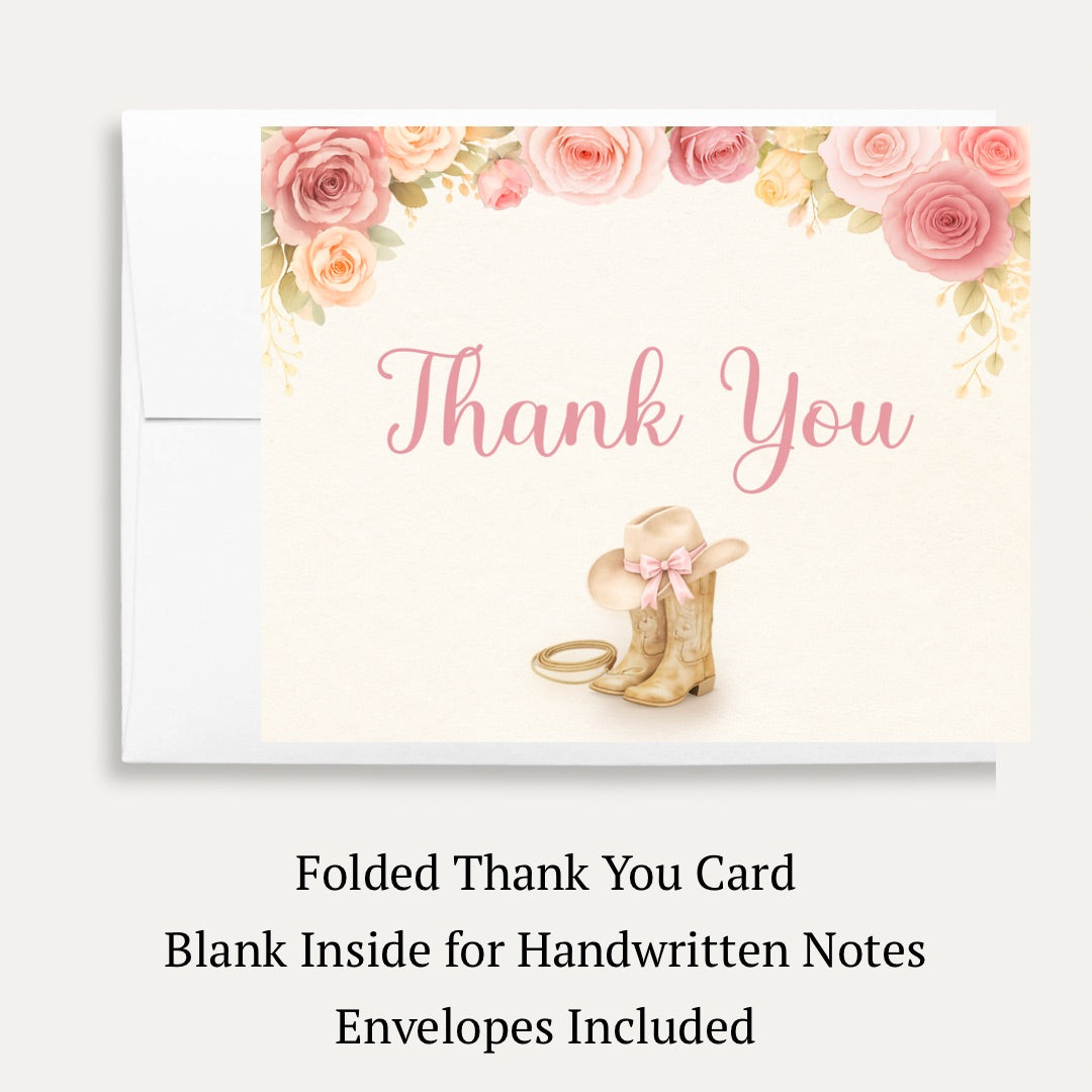 Cowgirl Baby Shower Thank You Card