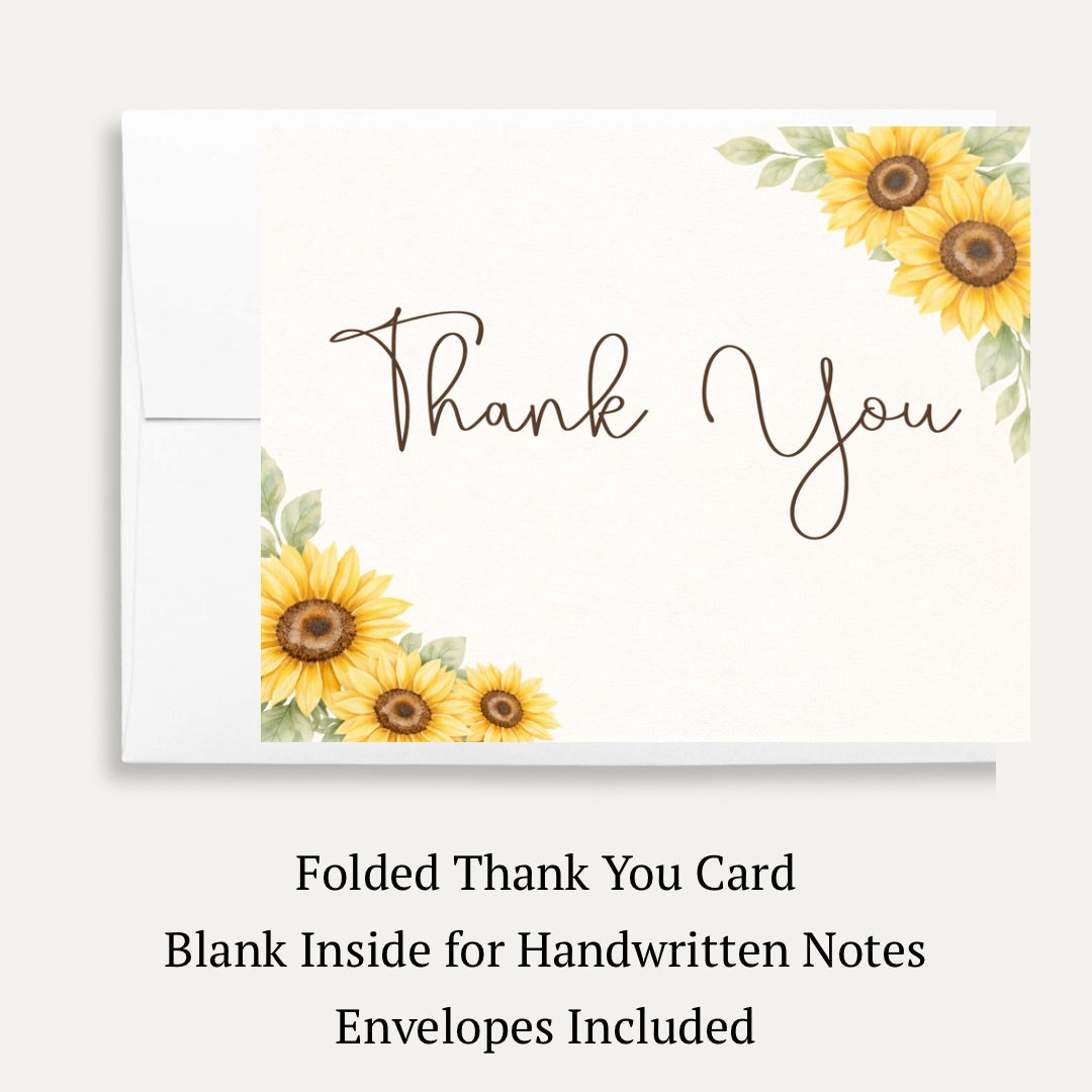 Sunflower Bridal Shower Thank You Card