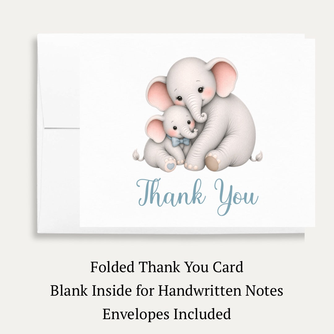 Little Peanut Boy Elephant Baby Shower Thank You Card