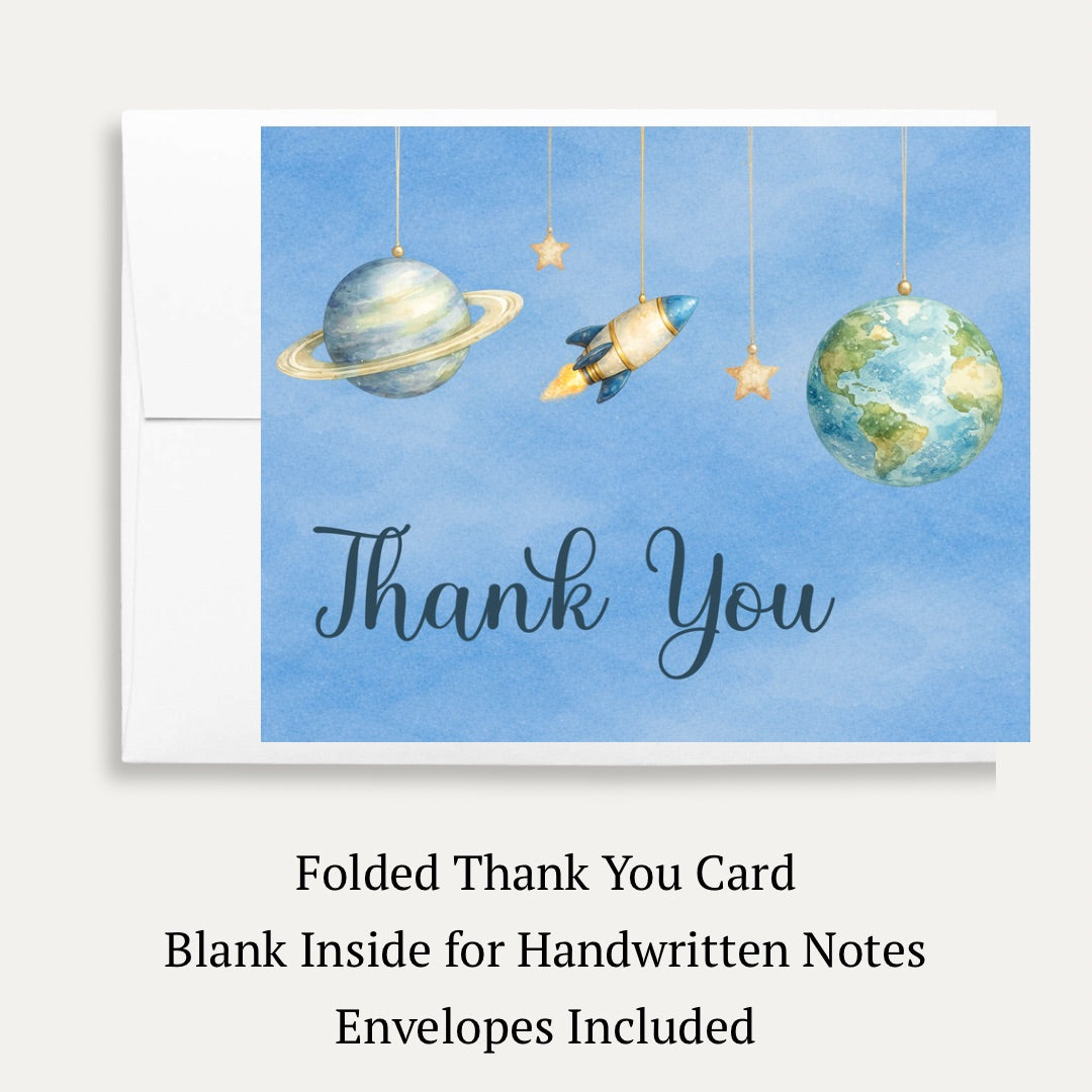 Space Baby Shower Thank You Card