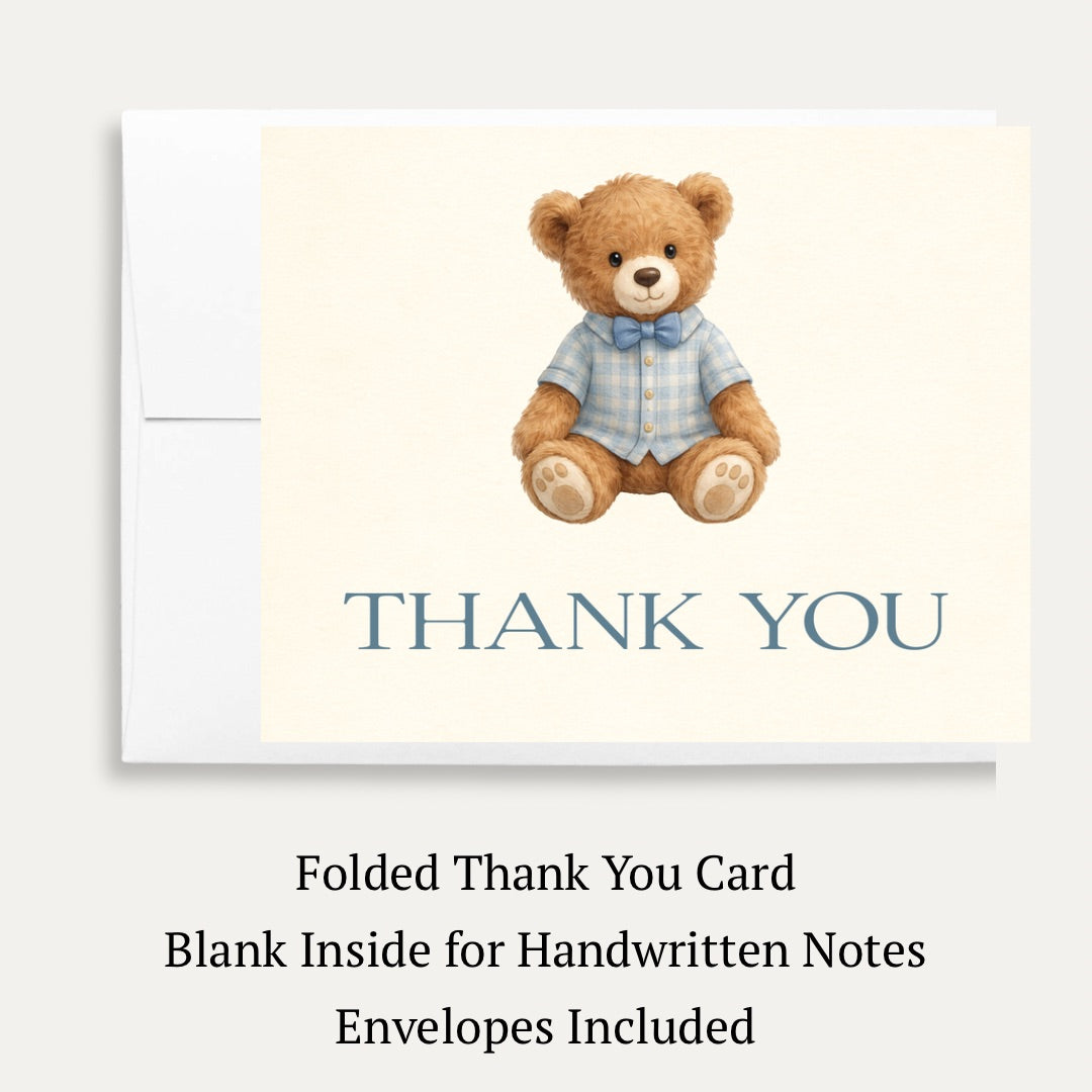 A Little Gentleman Baby Shower Thank You Card