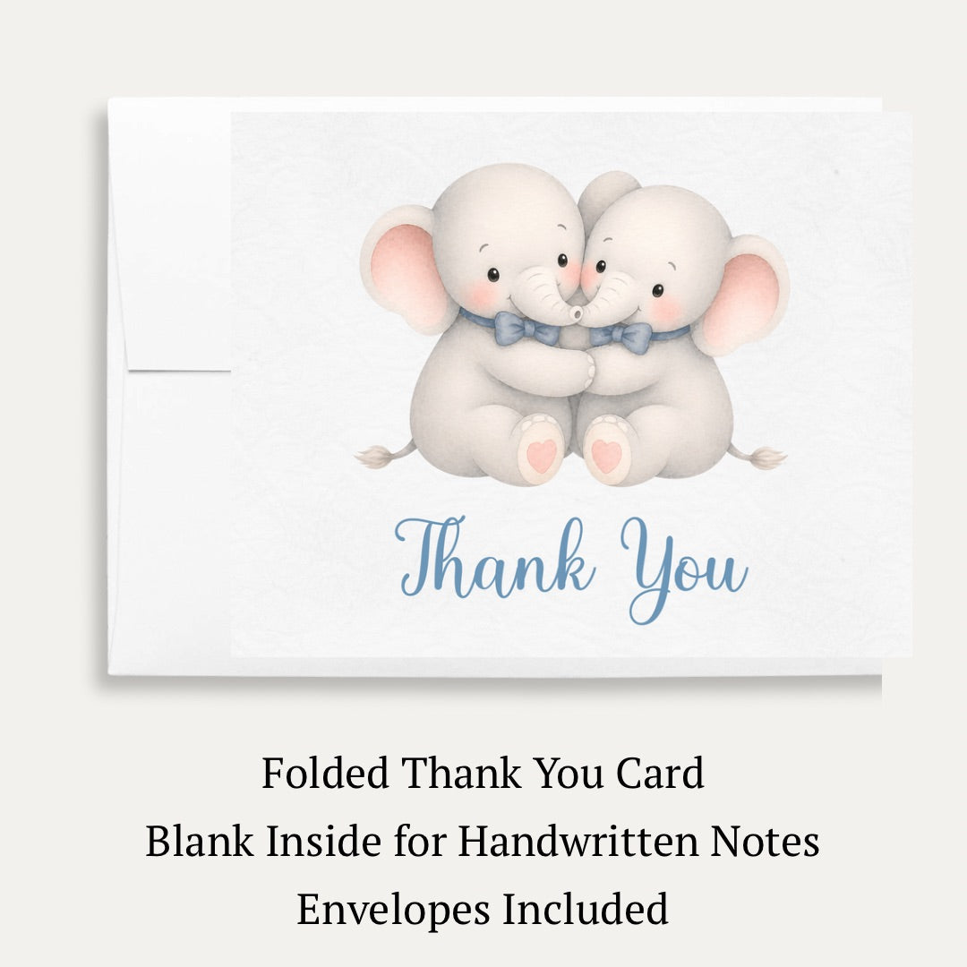 Little Peanut Twin Boy Baby Shower Thank You Card