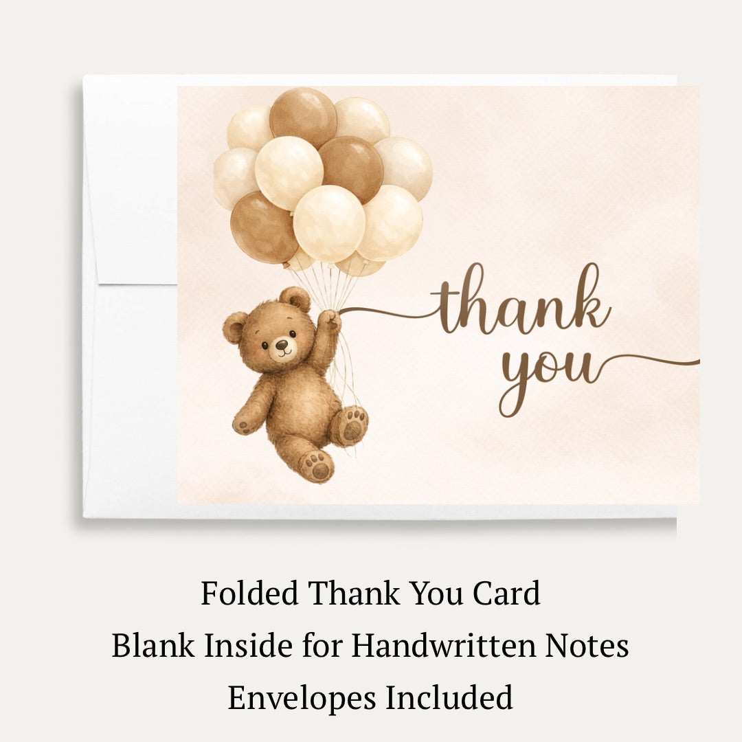 Bearly Wait Brown Baby Shower Thank You Card