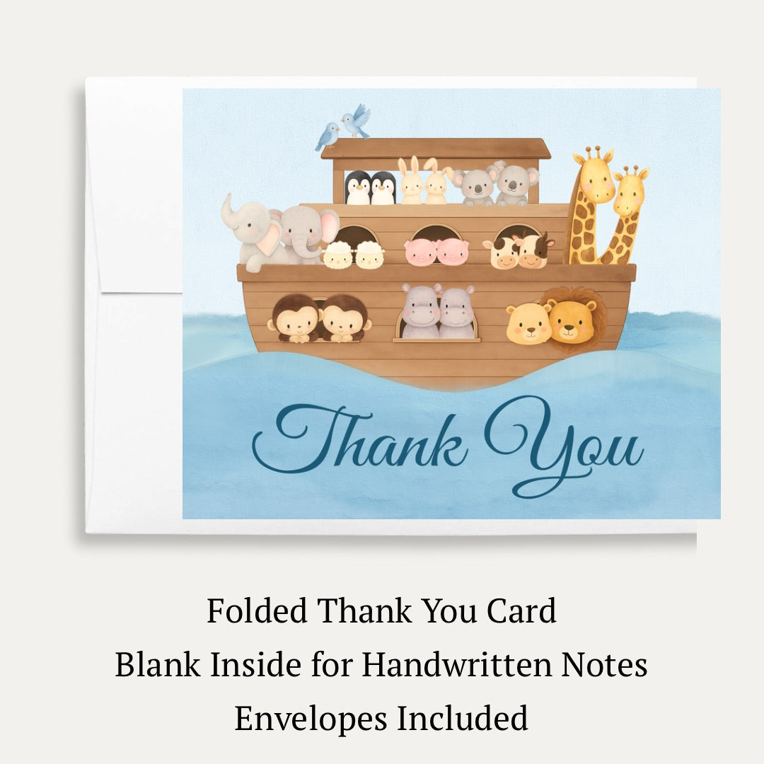Noah's Ark Baby Shower Thank You Card