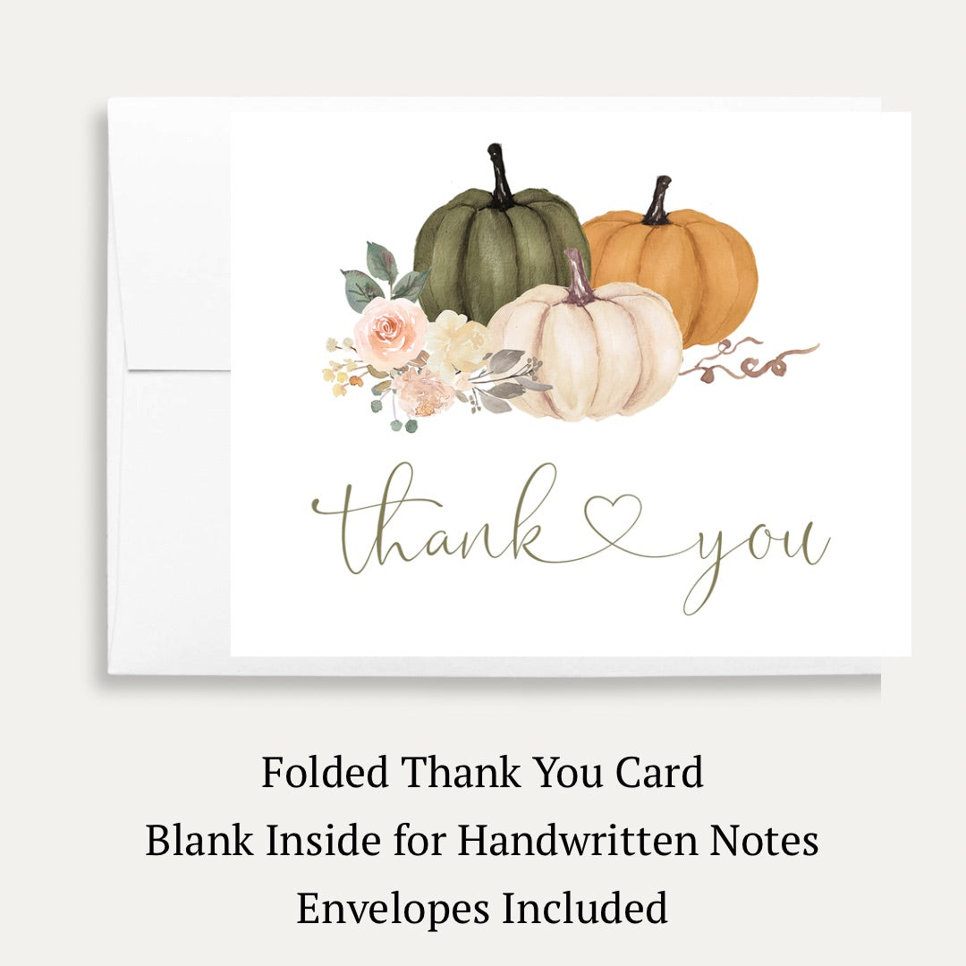 Sage Pumpkin Baby Shower Thank You Card
