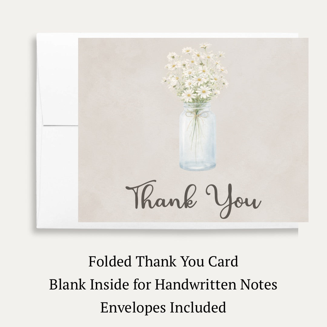 Country Mason Jar Bridal Shower Thank You Card