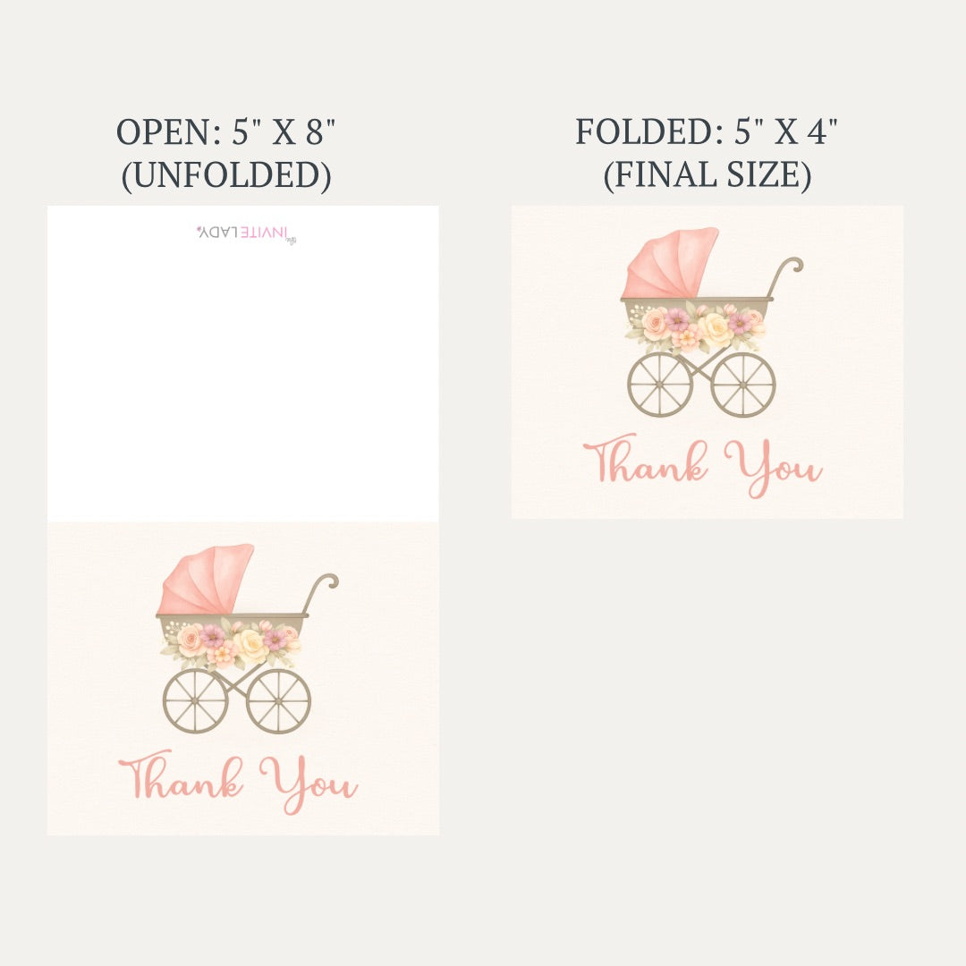 Vintage Carriage Baby Shower Thank You Card
