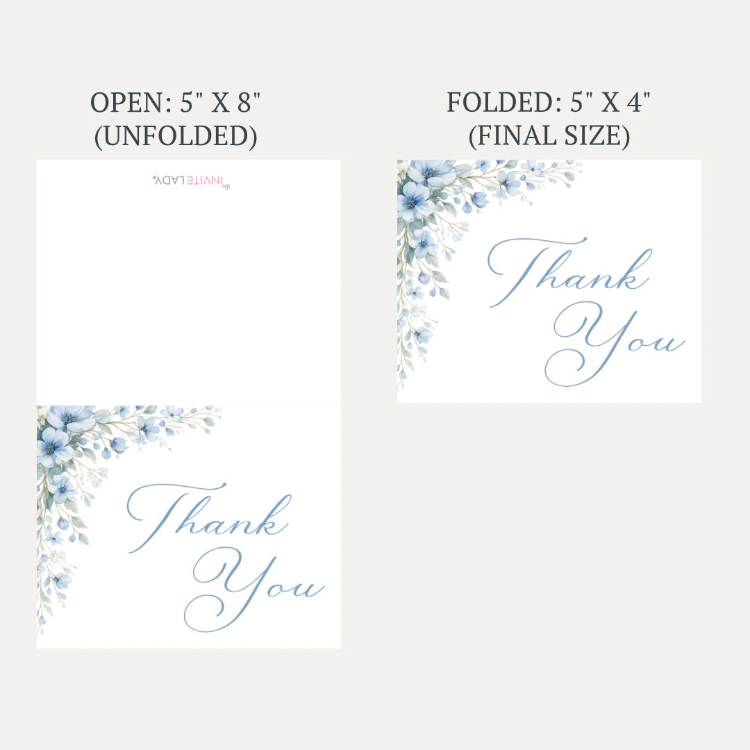 Blooming Corners Something Blue Bridal Shower Thank You Card