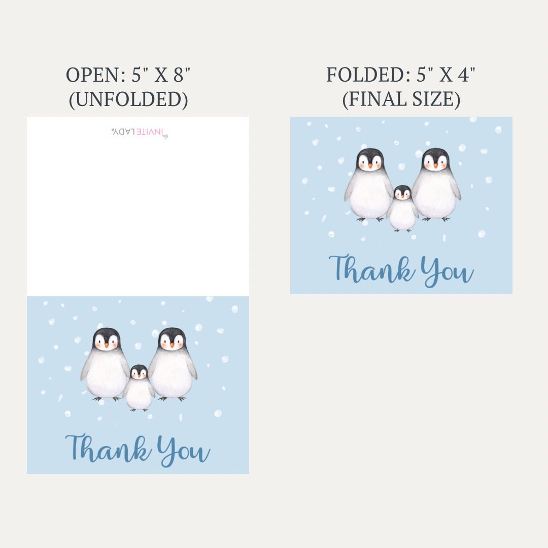Penguin Baby Shower Thank You Card
