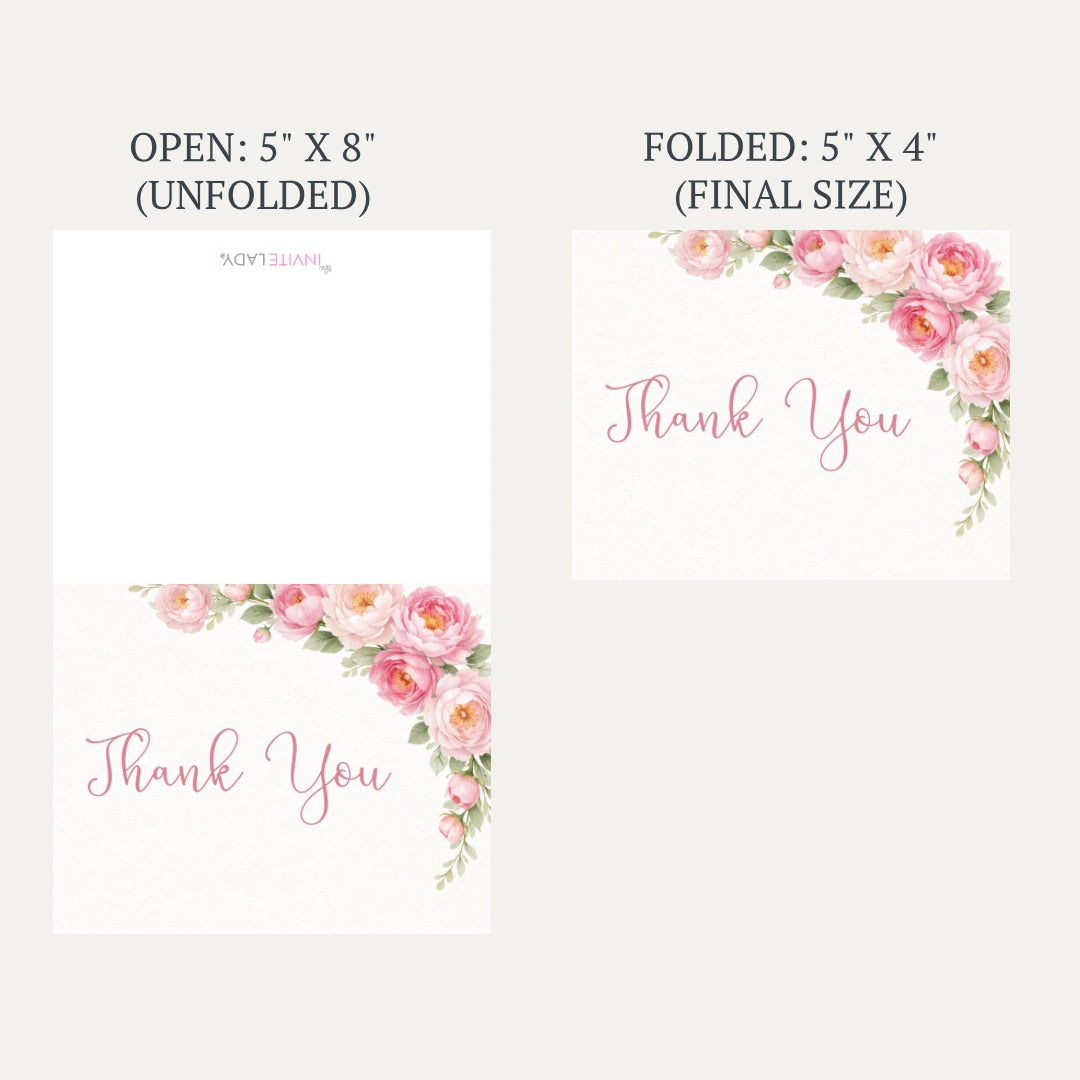 Peonies In Bloom Bridal Shower Thank You Card