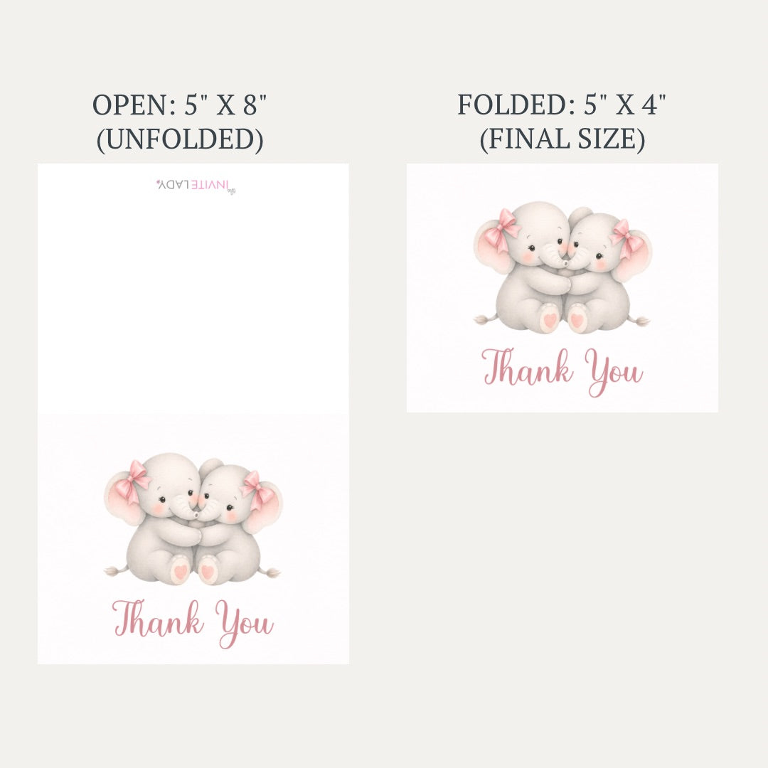 Little Peanut Twin Girl Baby Shower Thank You Card