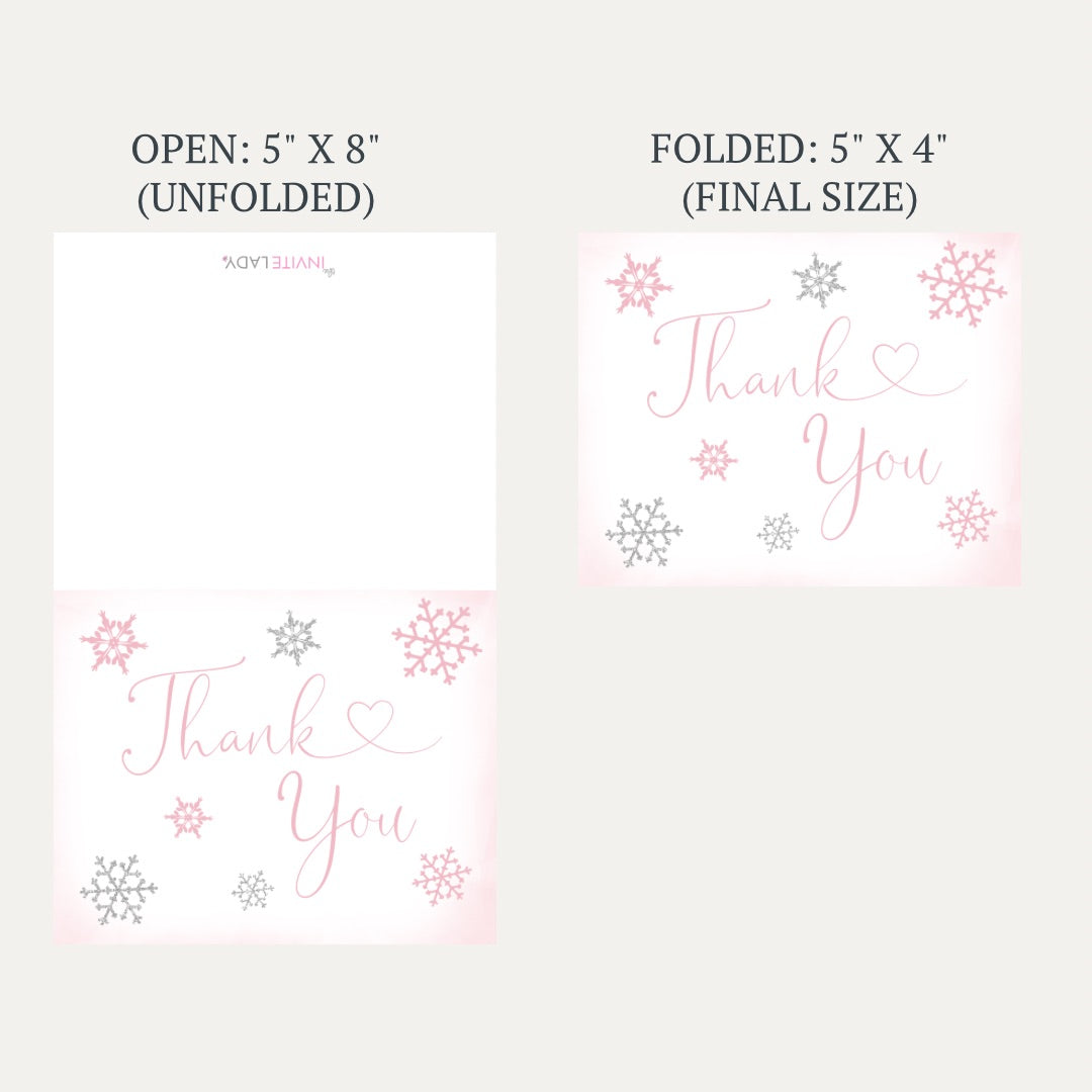 Little Snowflake Pink Baby Shower Thank You Card