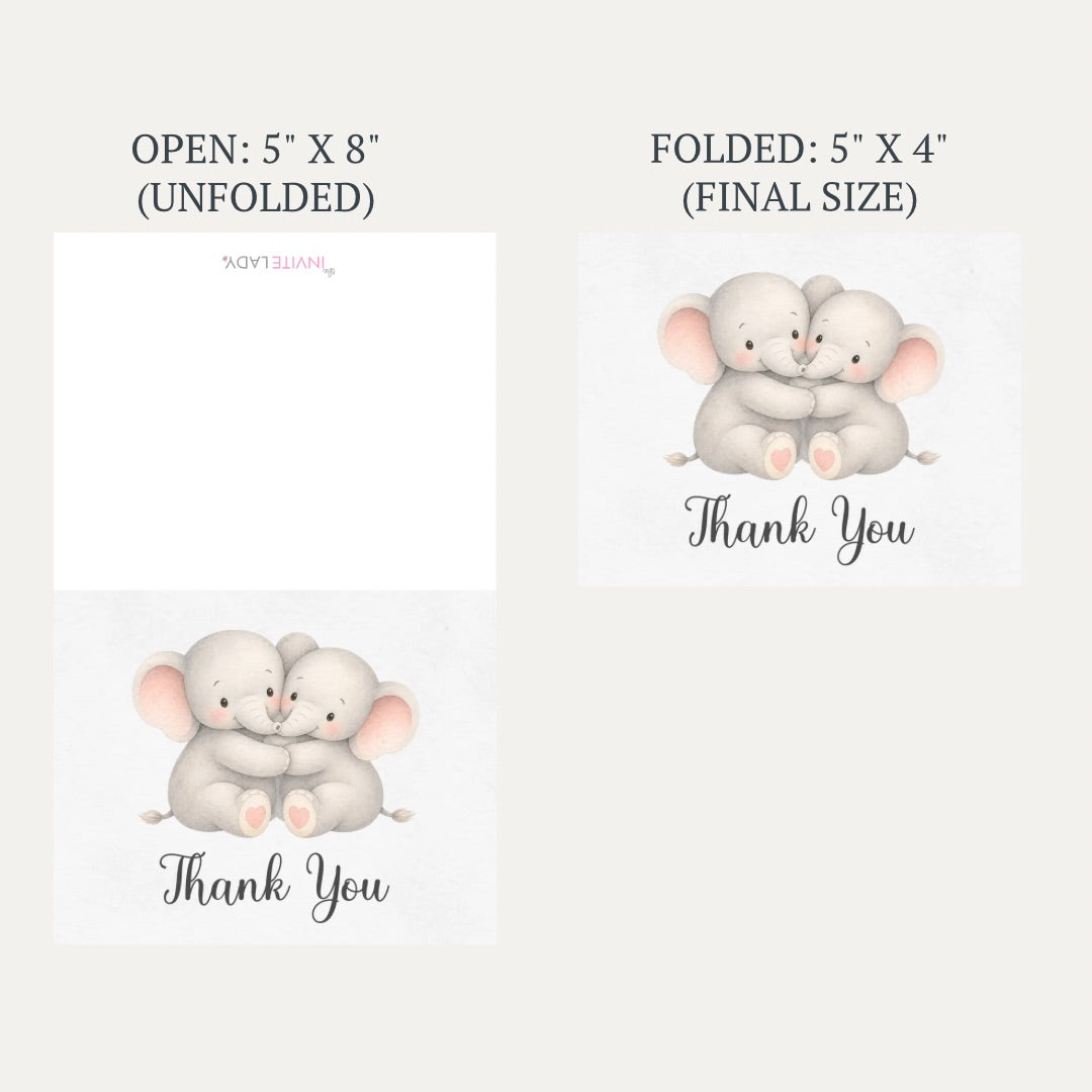 Little Peanut Twin Neutral Baby Shower Thank You Card