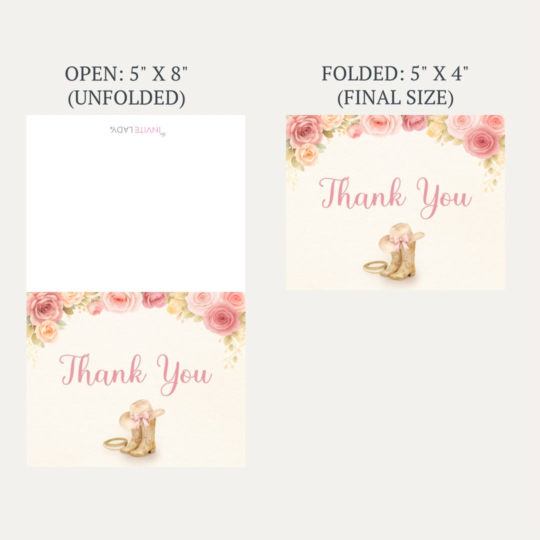Cowgirl Baby Shower Thank You Card