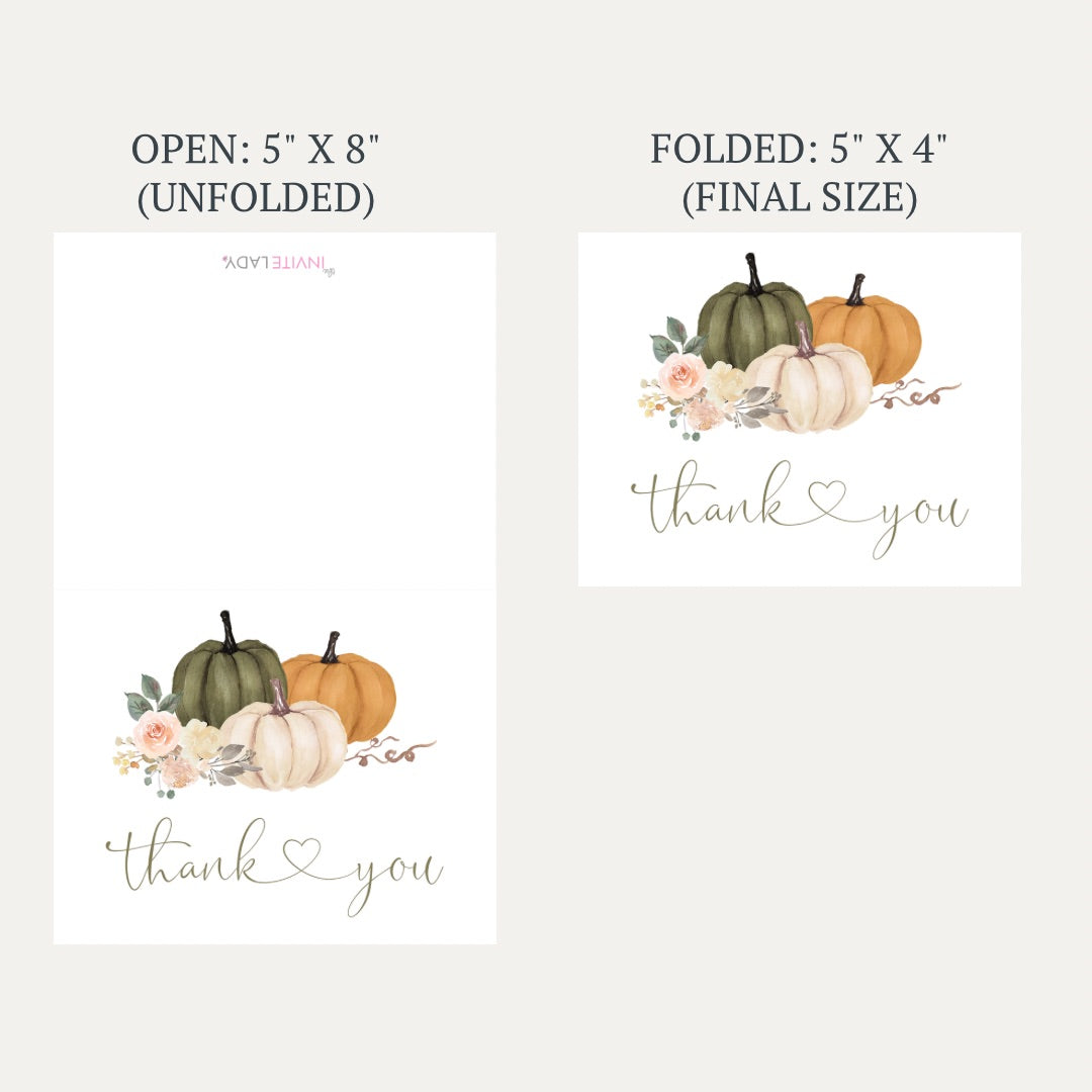 Sage Pumpkin Baby Shower Thank You Card