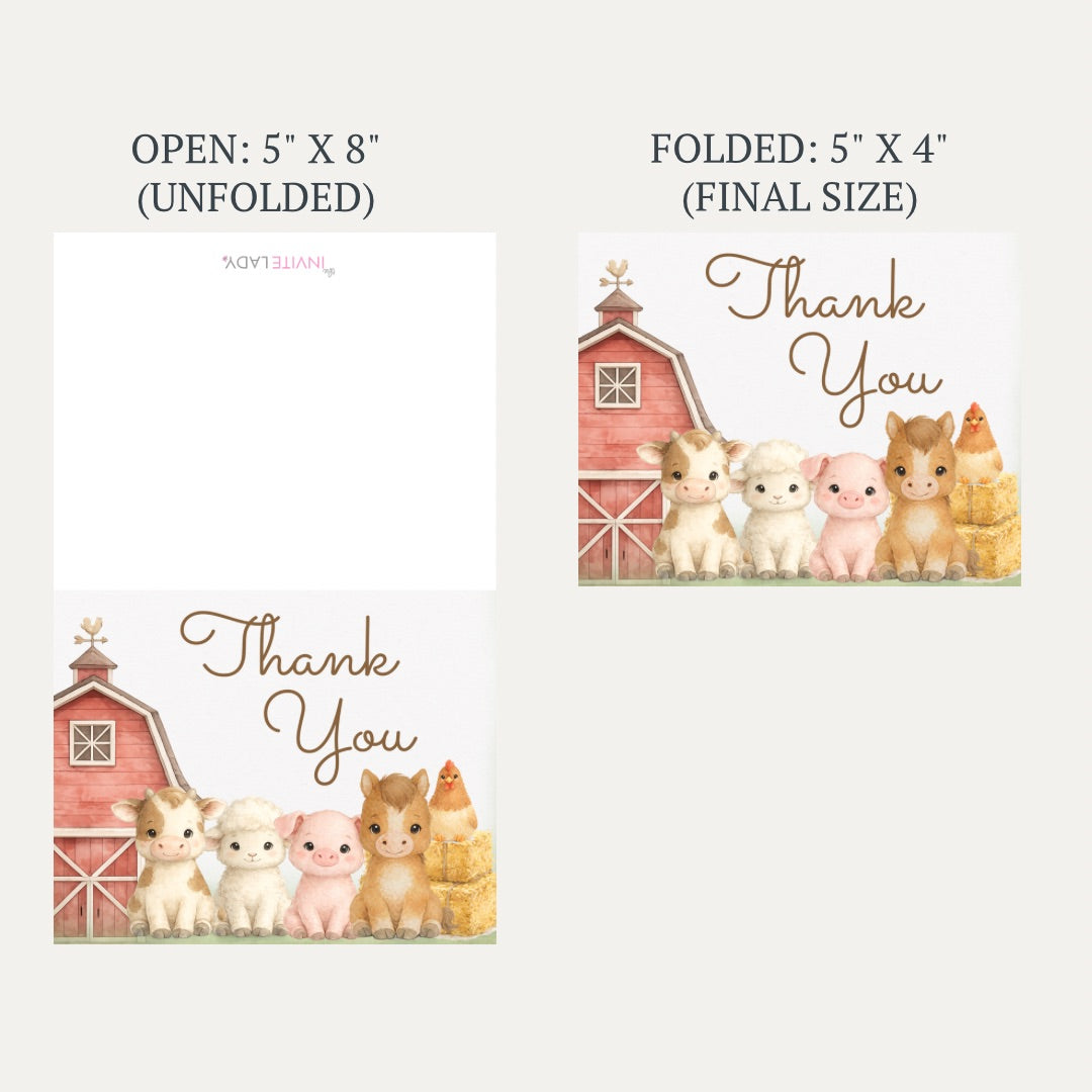 Barnyard Baby Shower Thank You Card