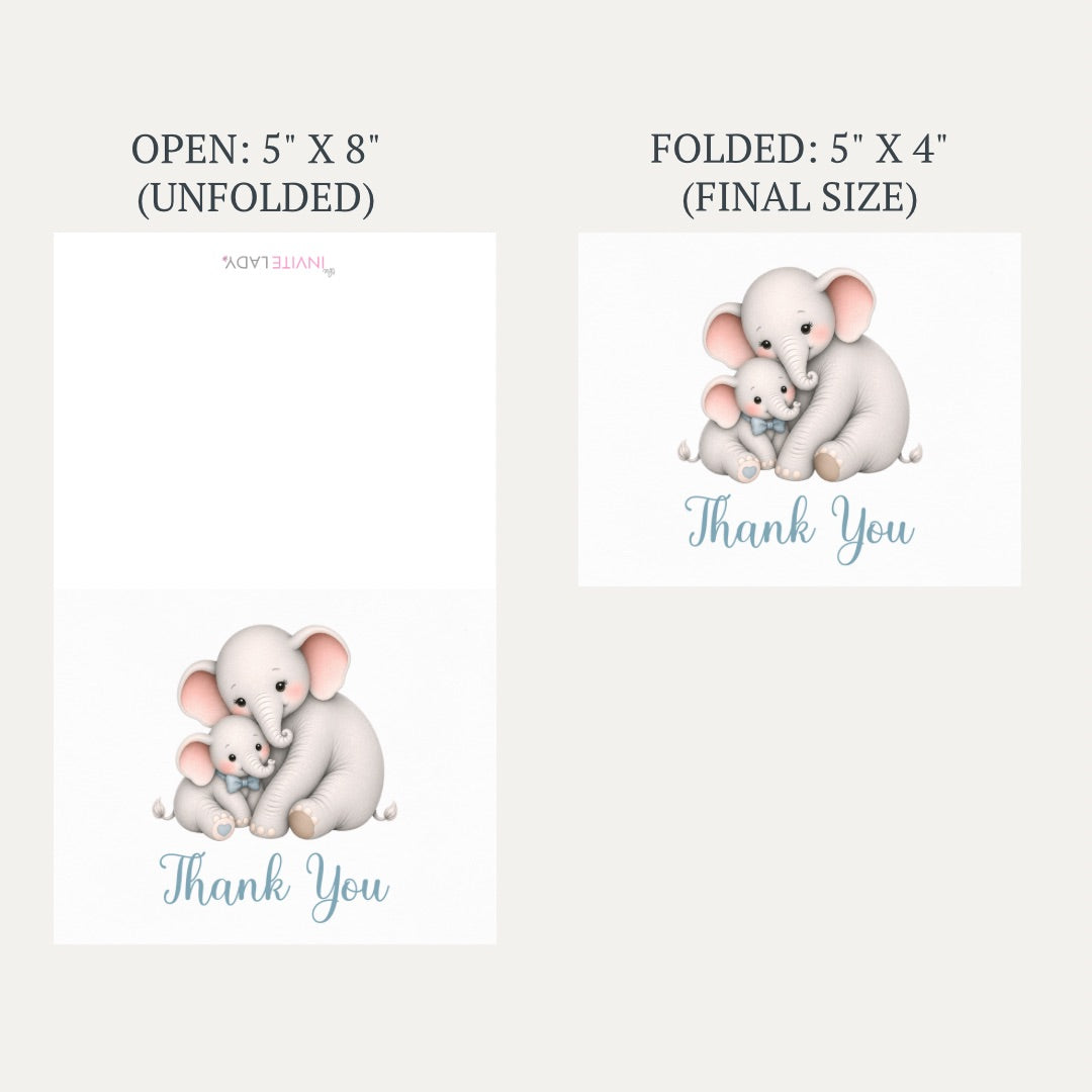 Little Peanut Boy Elephant Baby Shower Thank You Card