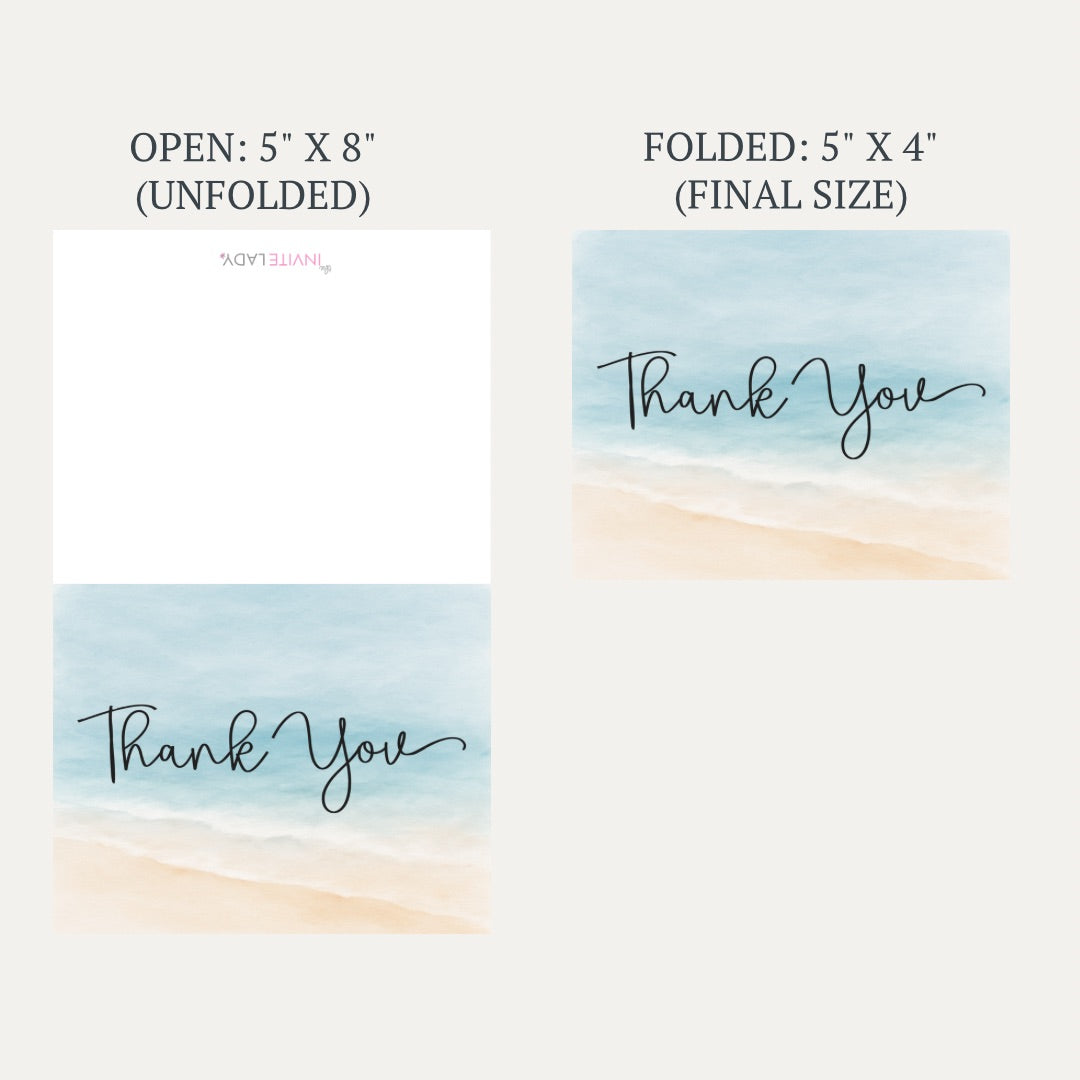 Painted Beach Bridal Shower Thank You Card