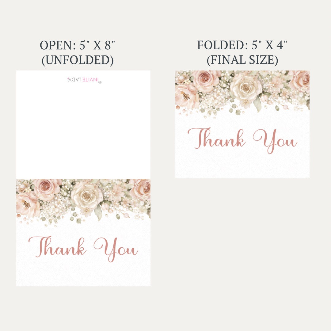 Cascading Florals Bridal Shower Thank You Card