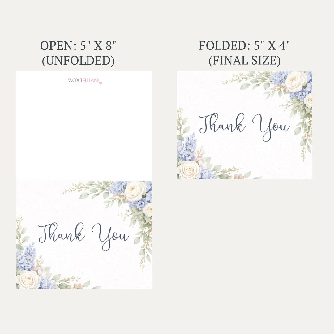 Sage & Blue Blooms Bridal Shower Thank You Card