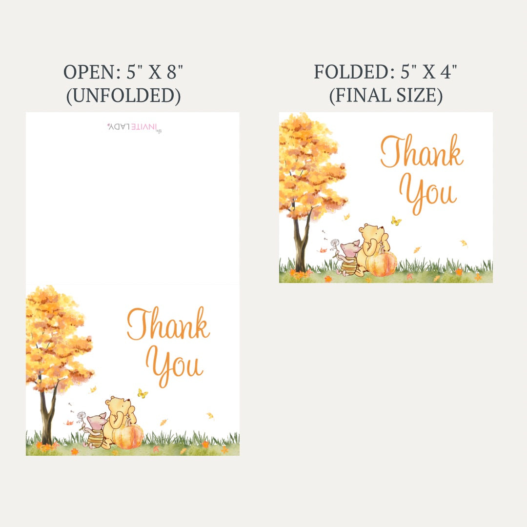 Autumn Winnie Baby Shower Thank You Card