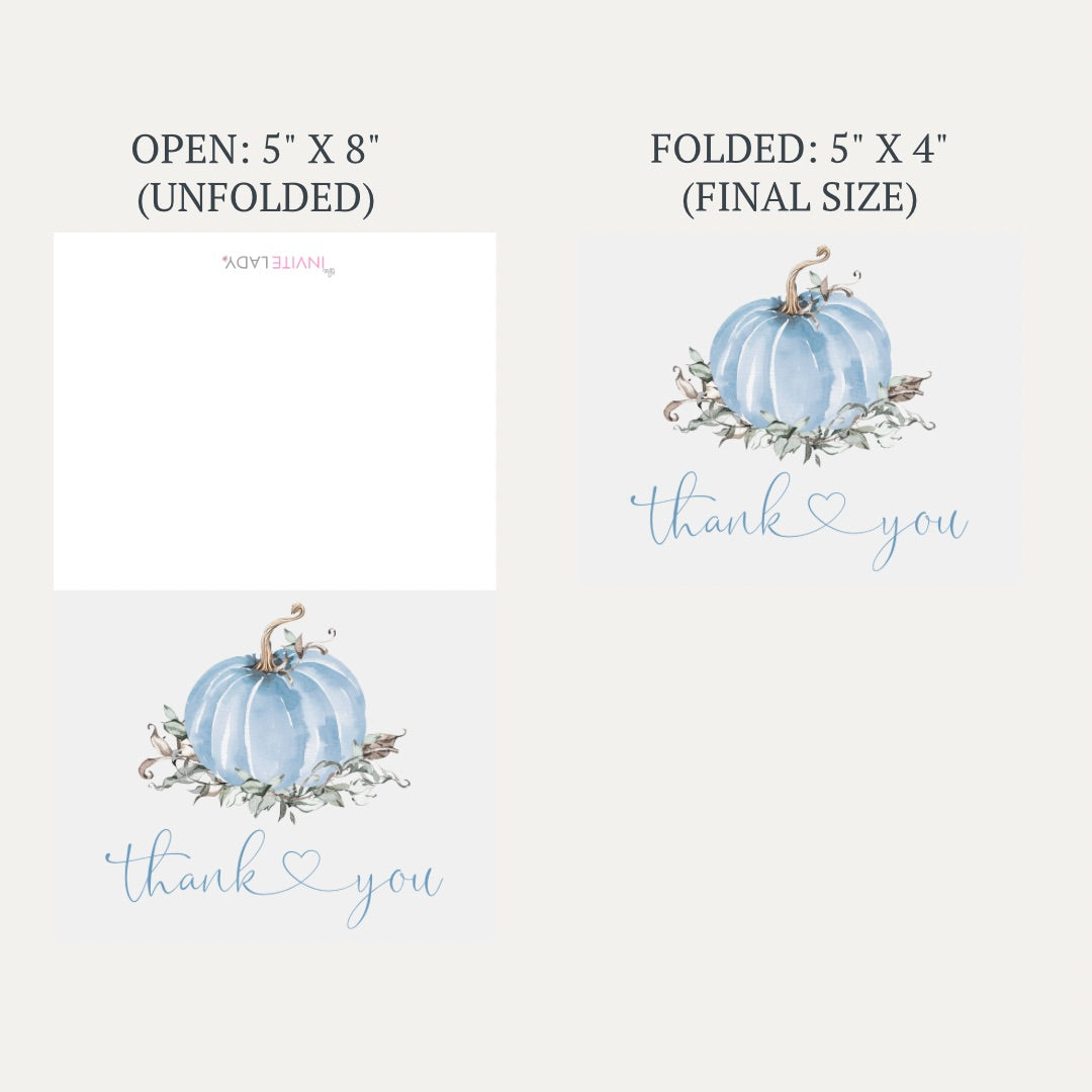 Painted Pumpkin Blue Baby Shower Thank You Card