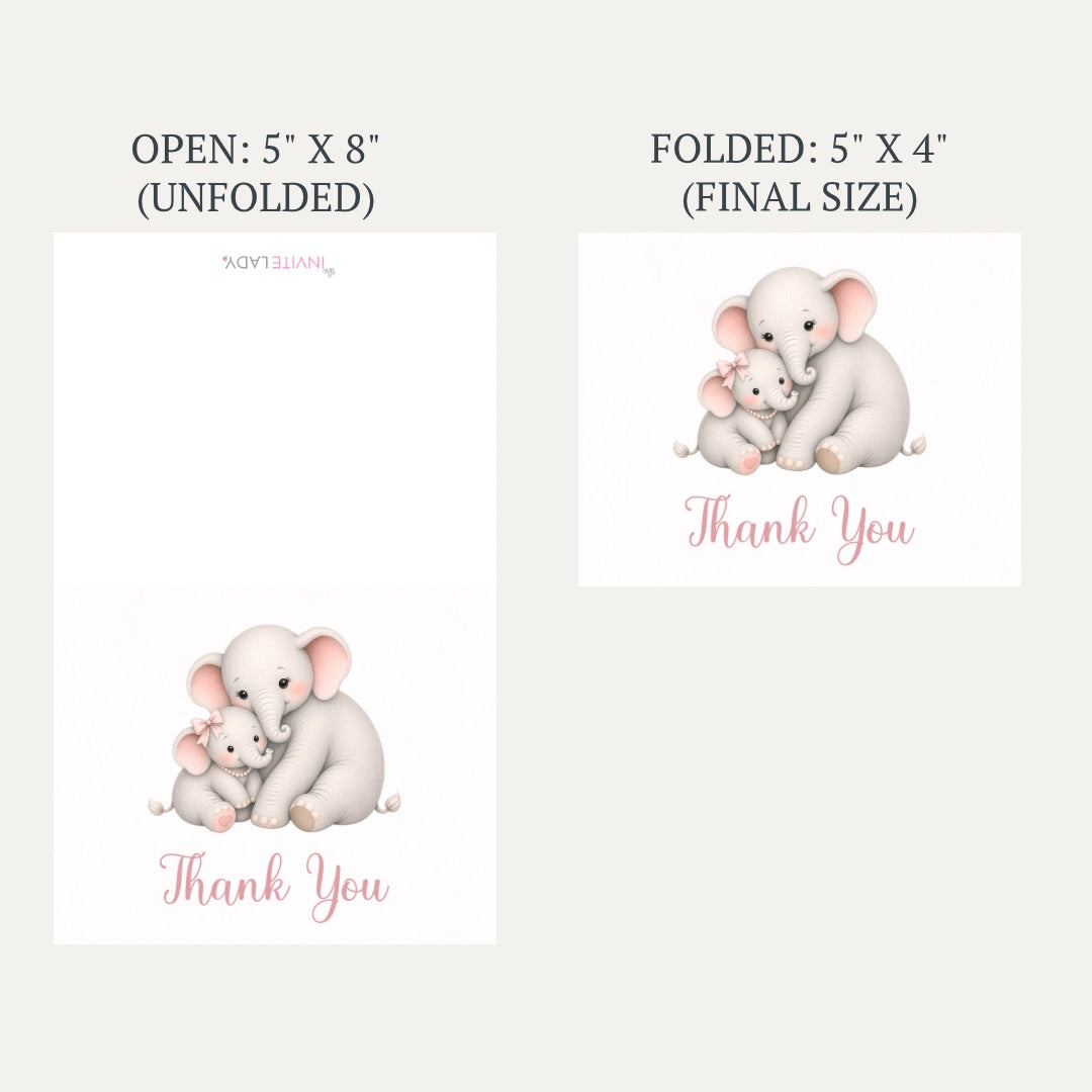 Little Peanut Girl Elephant Baby Shower Thank You Card