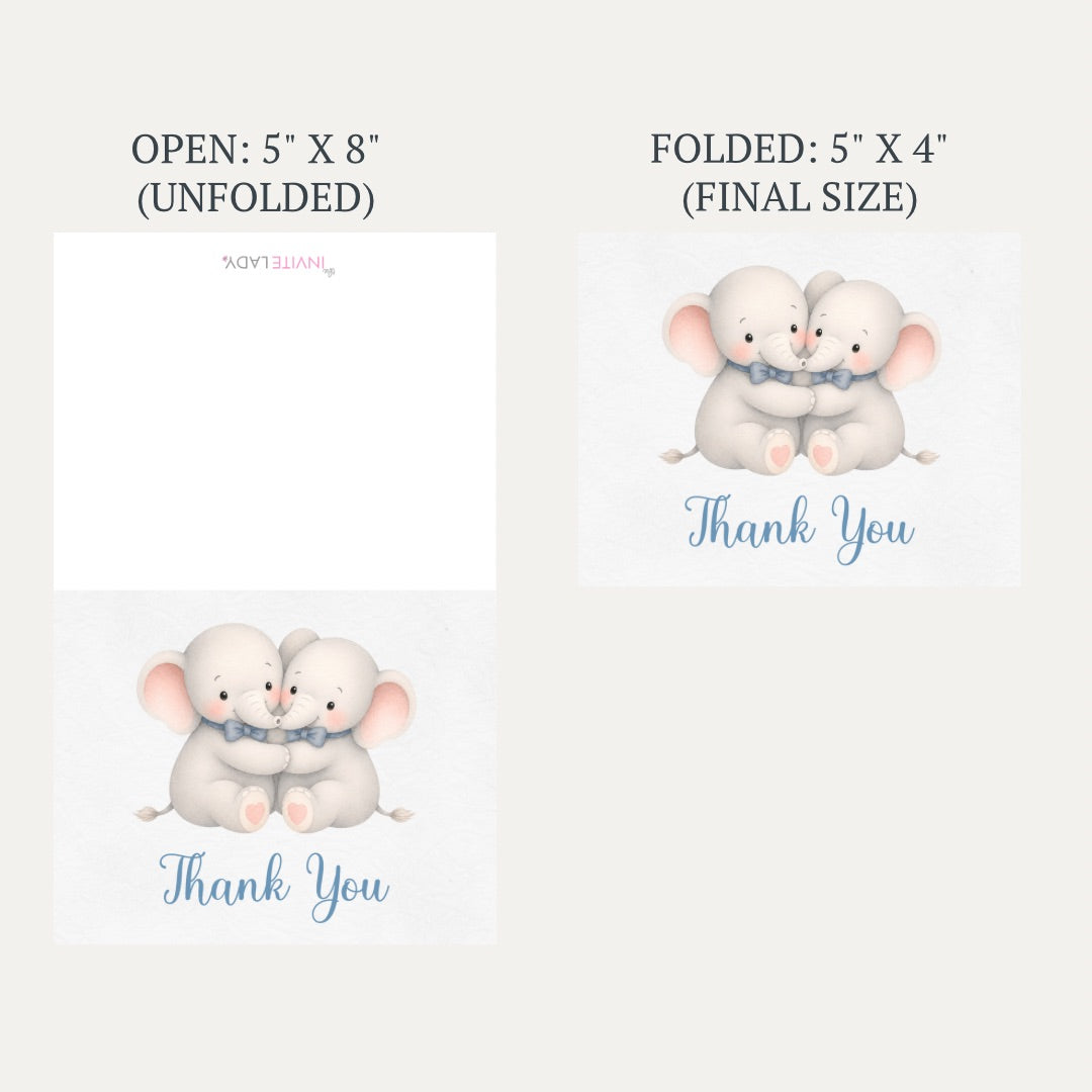 Little Peanut Twin Boy Baby Shower Thank You Card