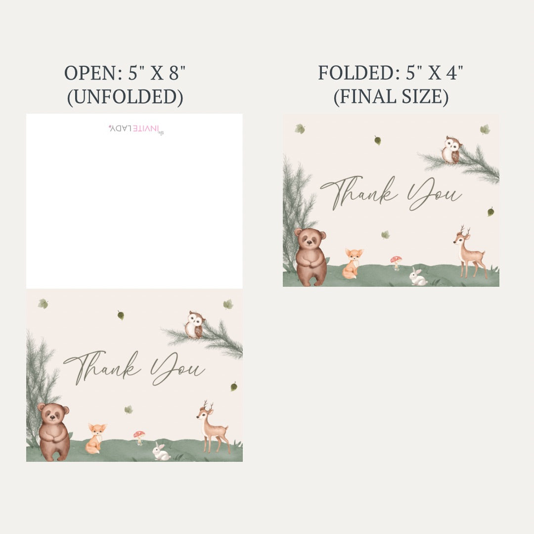 Boho Woodland Baby Shower Thank You Card