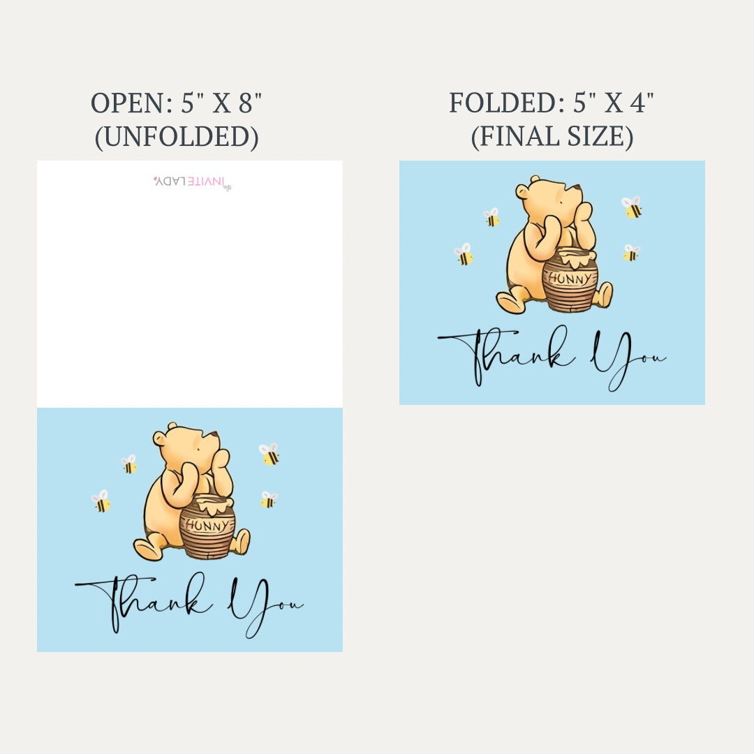 Simply Winnie Blue Baby Shower Thank You Card