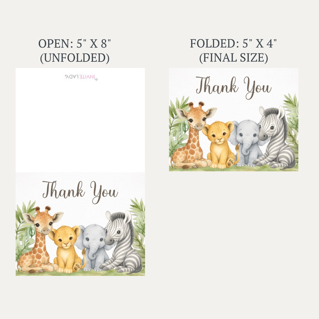 Jungle Safari Baby Shower Thank You Card