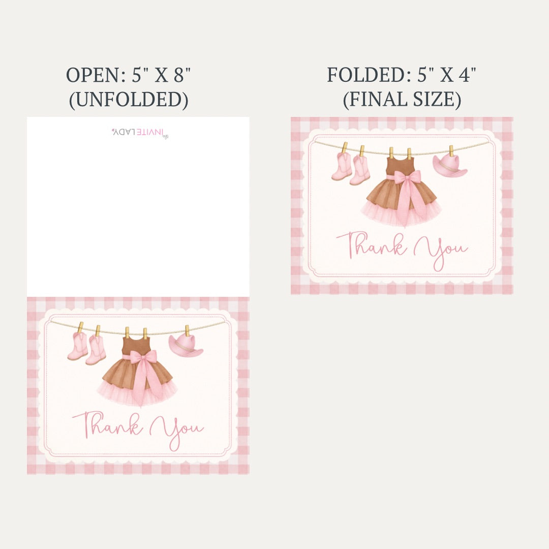 Cowgirl Baby Shower Thank You Card