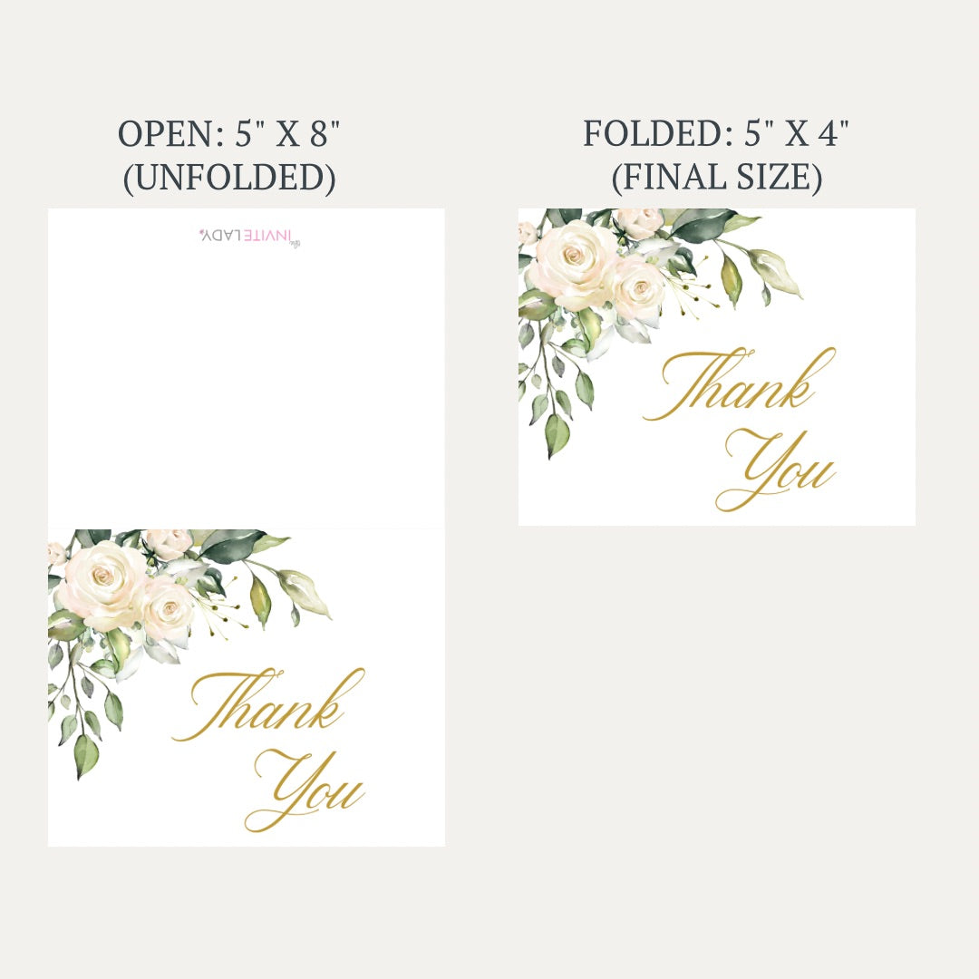 White Rose Bridal Shower Thank You Card