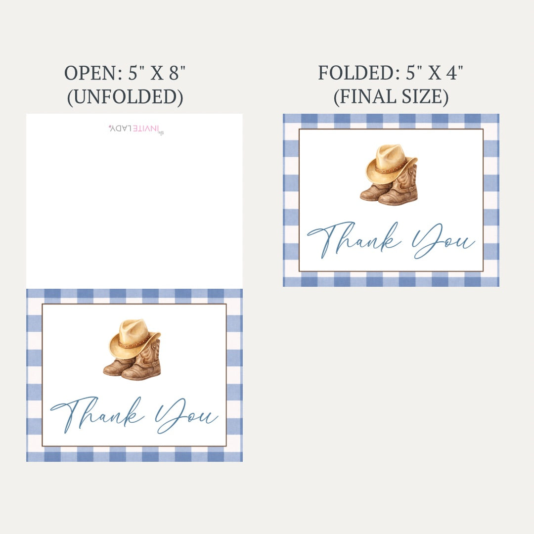 Cowboy Baby Shower Thank You Card