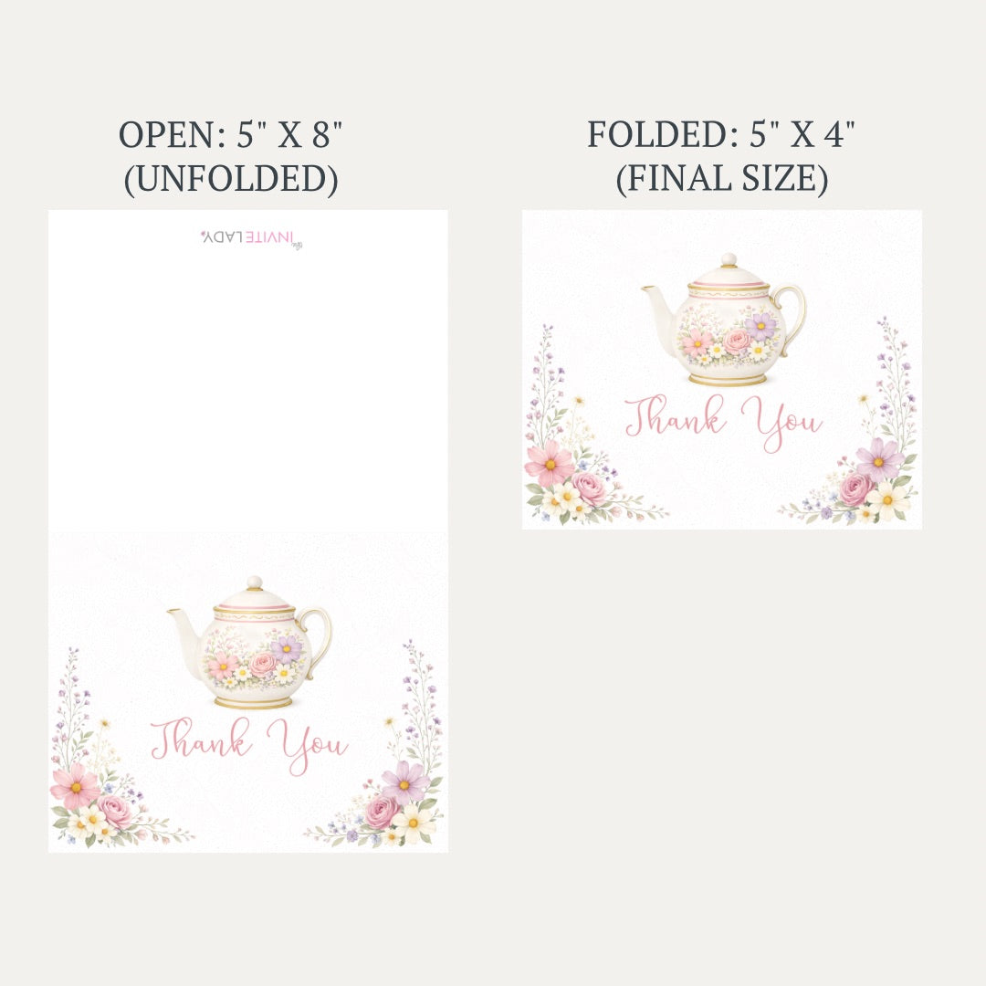 Garden Tea Party Bridal Shower Thank You Card