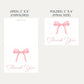 Pink Bow Baby Shower Thank You Card