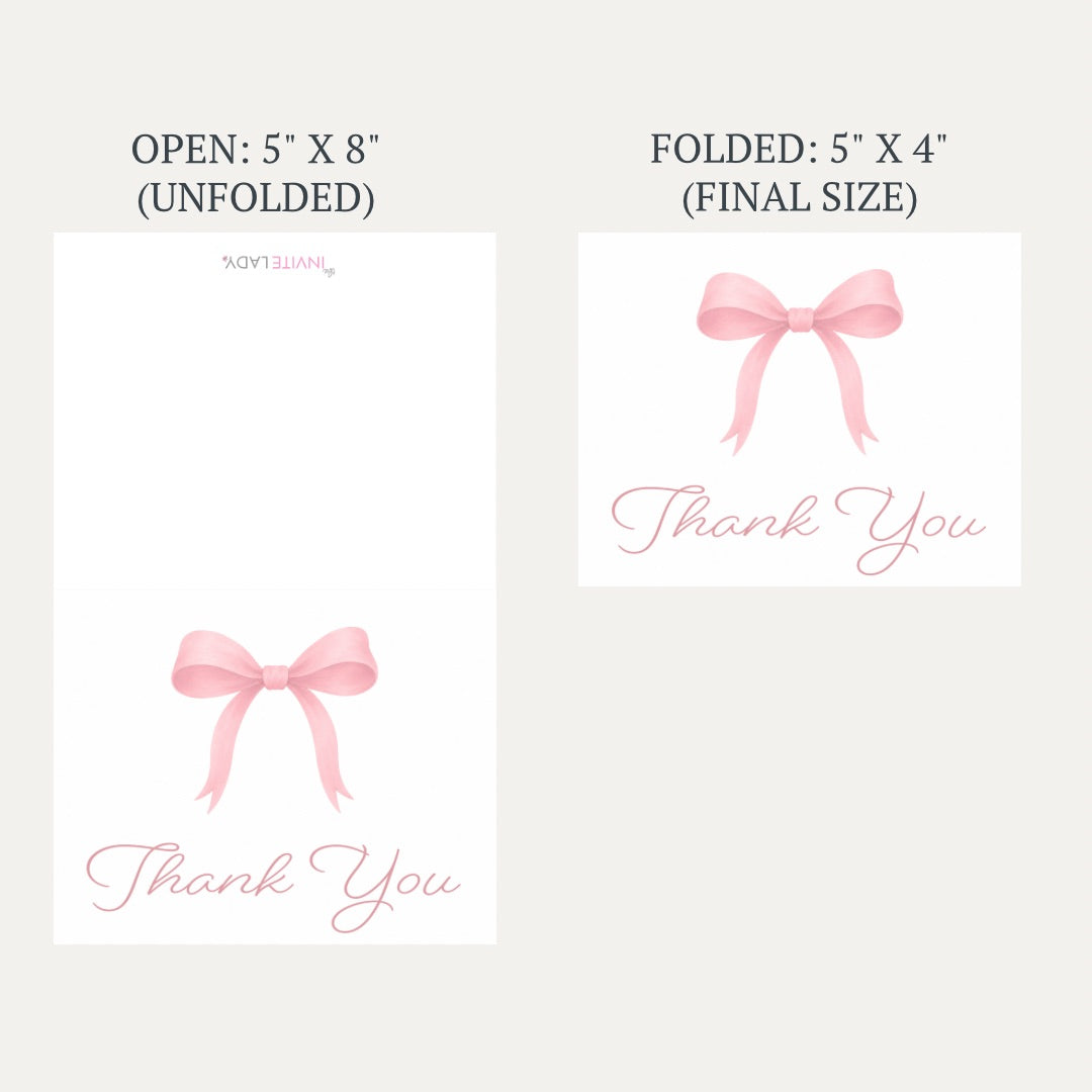 Pink Bow Baby Shower Thank You Card