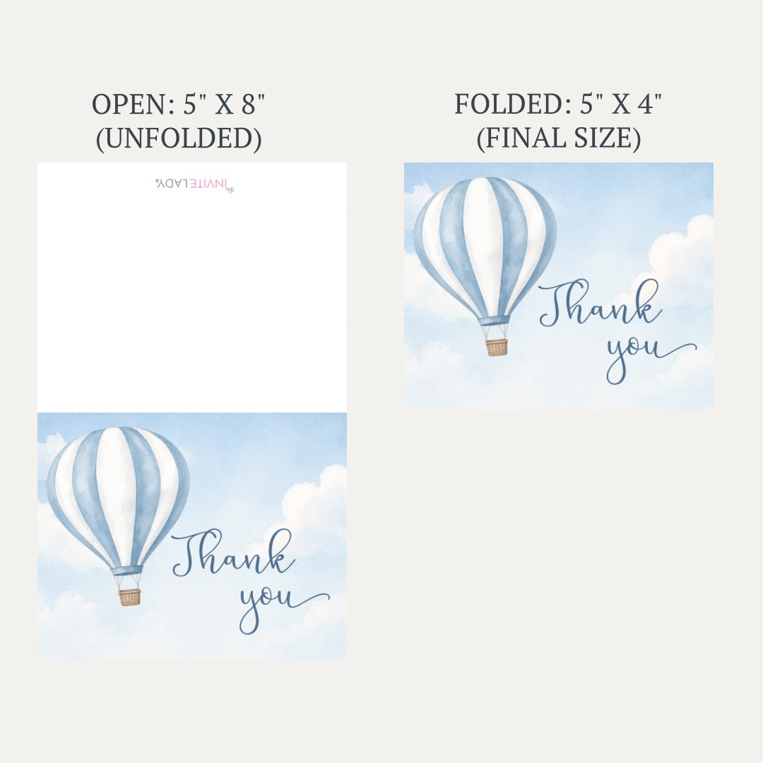 Hot Air Balloon Baby Shower Thank You Card